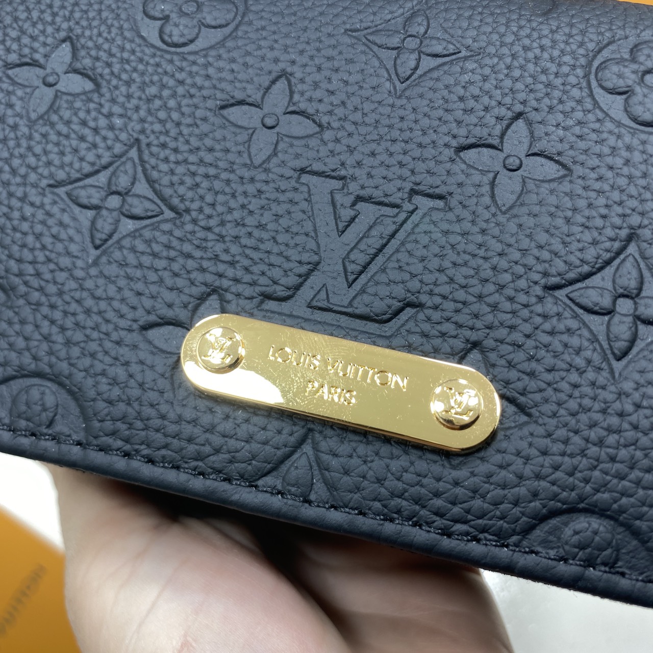 TOP ORI หนังแท้ | LV Wallet On Chain Lily Bag soft grained Monogram Empreinte leather กระเป๋าสะพายทรงคลัชถือเป็นกระเป๋าสตางค์ สายสะพายโซ่ทองหรูหราถอดได้ หนังแท้ลายเกรนเนื้อนุ่ม ทรงสี่เหลี่ยมทันสมัยเข้ากับลุคเรโทรเรียบหรู