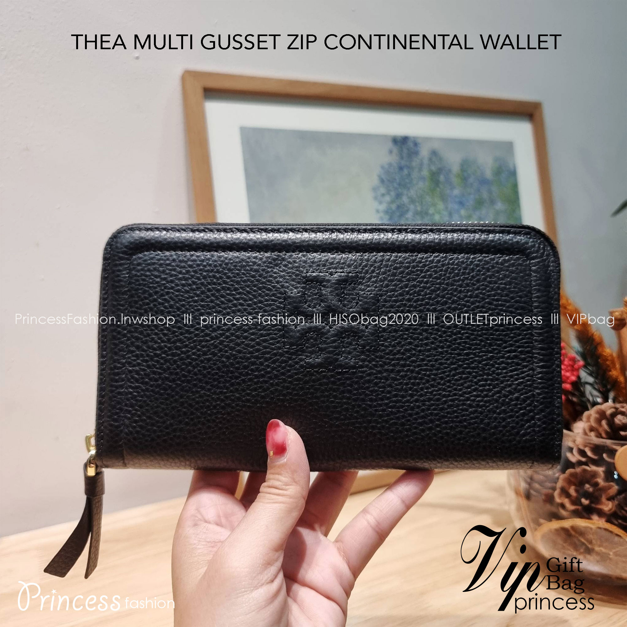 TORY BURCH THEA MULTI GUSSET ZIP CONTINENTAL WALLET กระเป๋าสตางค์ใบยาวเบสท์เซลเลอร์ ขนาดกำลังพอเหมาะ ดีไซน์เรียบหรู