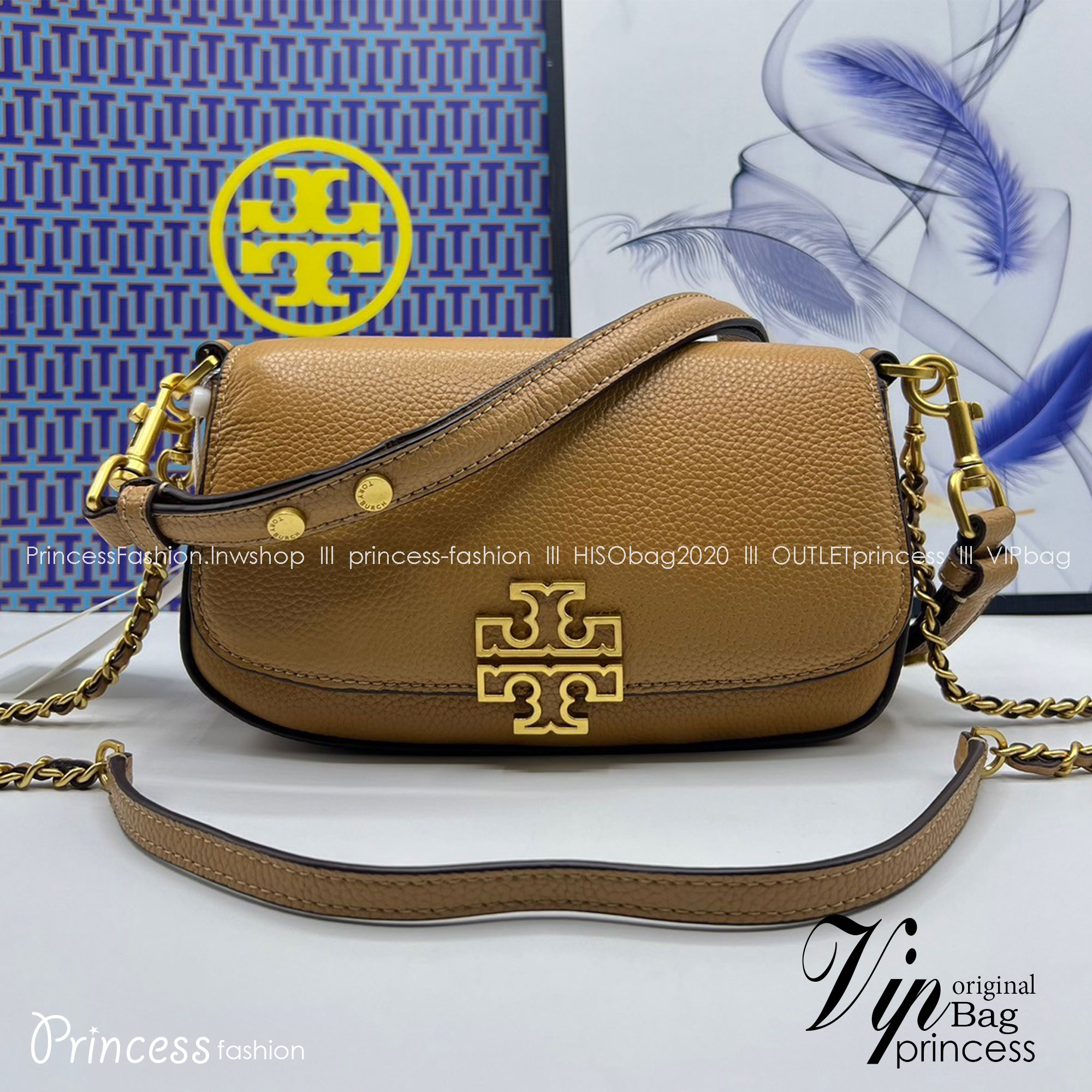 Tory Burch Britten Convertible Crossbody Bag กระเป๋าสะพายดีไซน์เรียบหรู เกรดออริ สลับแท้ 1:1 ใช้งานต่างประเทศได้