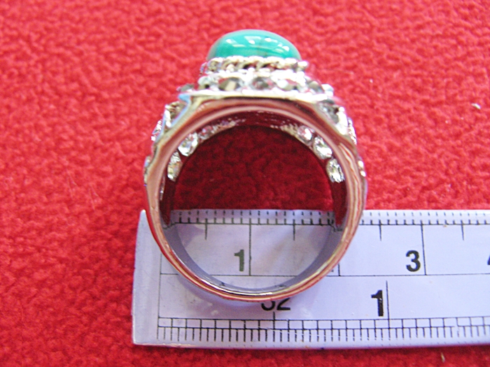 สินค้าหมดค่ะ แหวนหินเทอร์ควอยส์สีเขียว โรเดียมสีเงิน(มีโชค)แบบ1ค่ะ