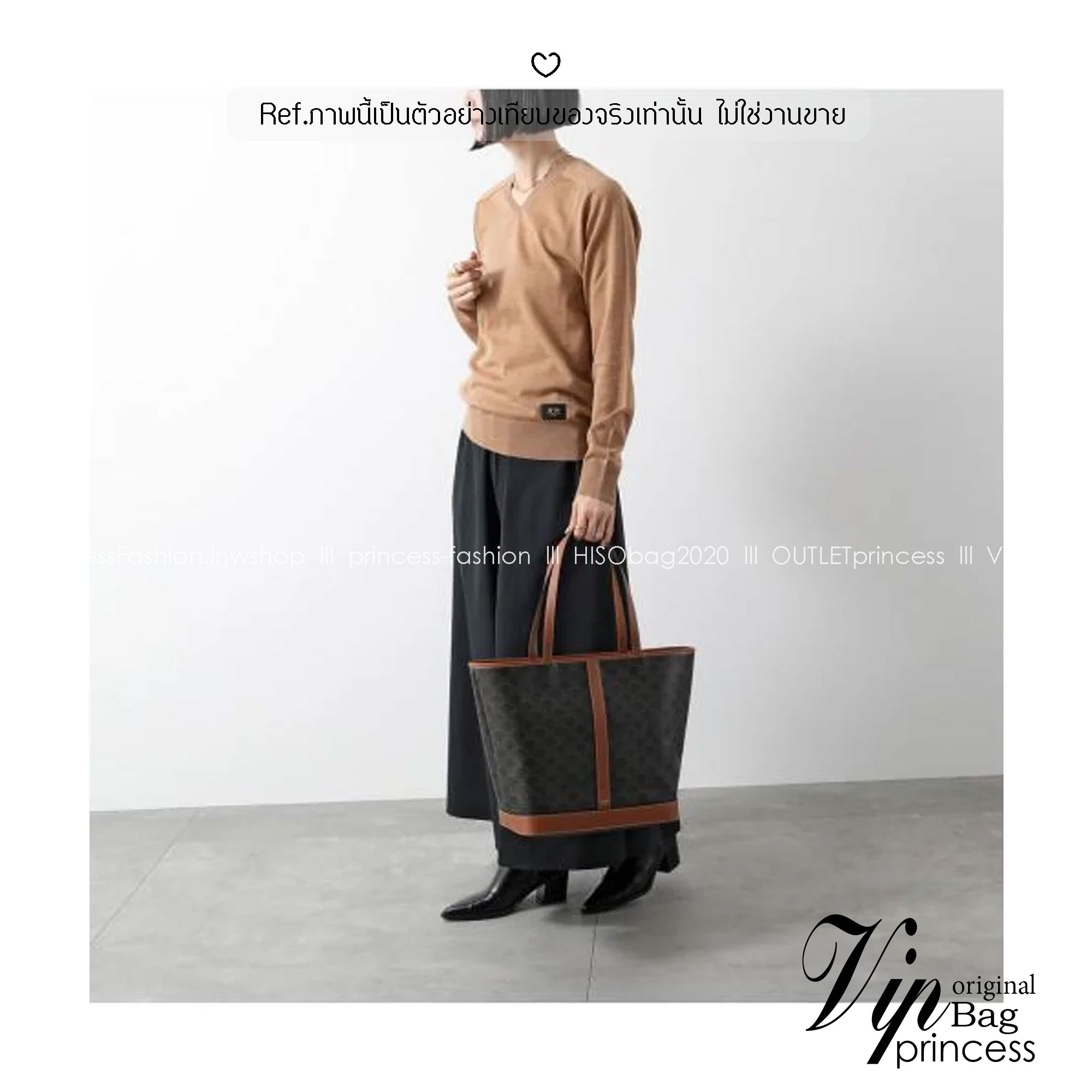 Celine Cabas In Triomphe canvas and leather / Celine Tote Bag กระเป๋าสะพายทรงโท้ทใบใหญ่ รุ่นยอดนิยม งานสวยหรูคลาสสิคไม่มีเอ้าท์ ภายในโล่งกว้าง