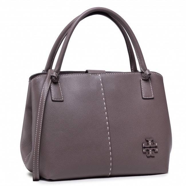 TORY BURCH Mcgraw Satchel Tote Bag (Size L) กระเป๋าถือ/สะพาย Crossbody วัสดุหนังลูกวัวแท้ 100% ด้านหน้าประดับโลโก้หนัง ตัดเป็นรูปตัว T สัญลักษณ์แบรนด์ ตัวกระเป๋าเดินด้ายเล่นลายเพิ่มลูกเล่น เพื่อความเก๋!!