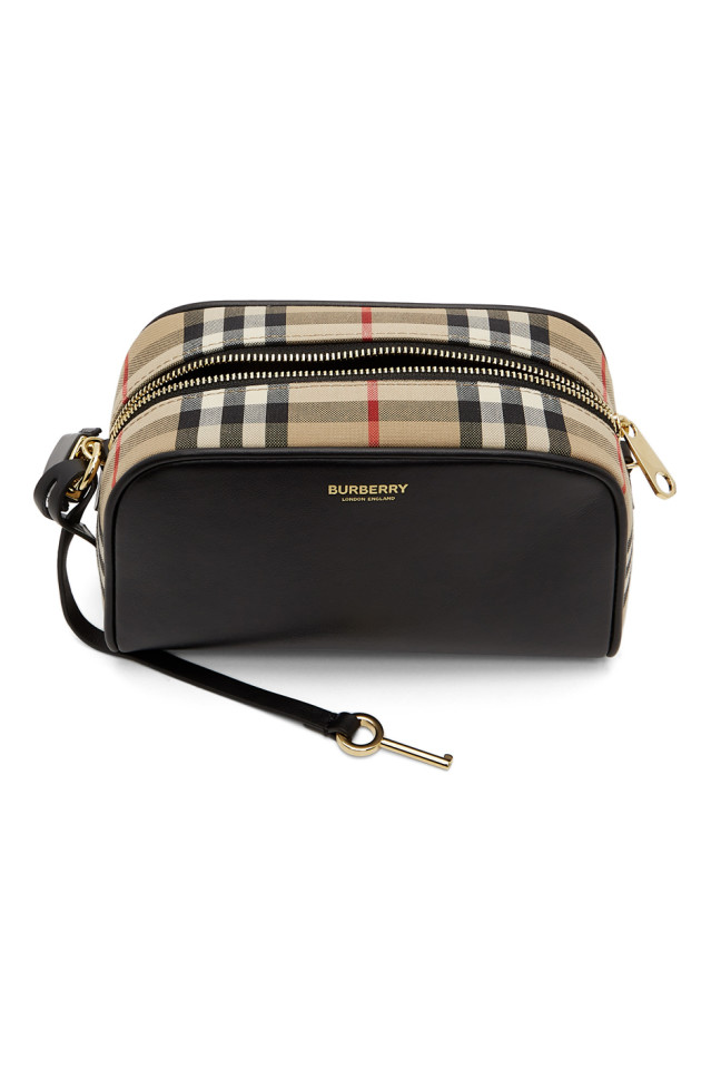 พรีเมี่ยมกิ๊ฟแท้ 100% 】พร้อมส่งที่ไทย ที่นี่ที่เดียว VIP gift BURBERRY Black Vintage Check Half Cube Crossbody Bag
