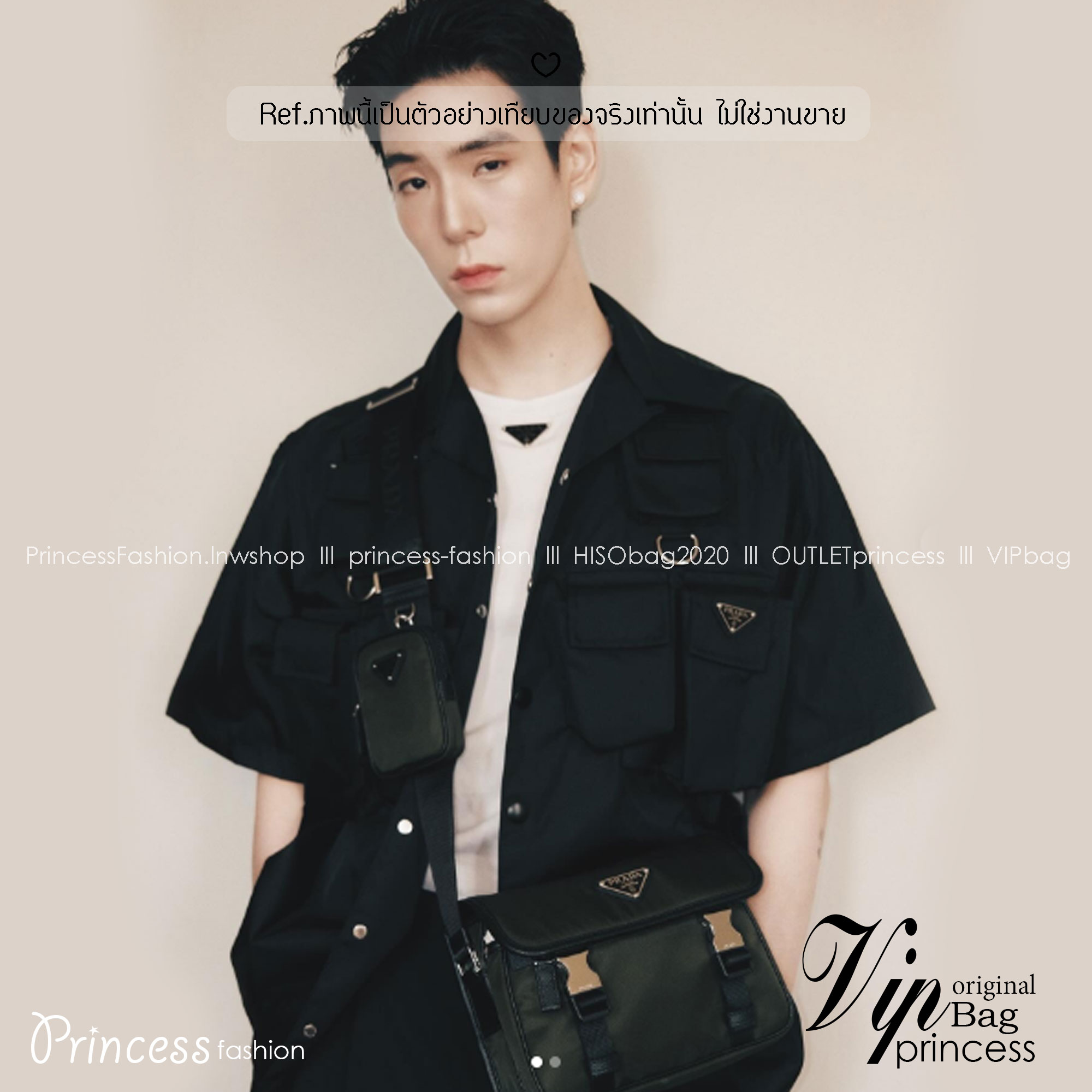 PRADA Re-Nylon and Saffiano leather shoulder bag / PRADA Messenger Bag กระเป๋าสะพายทรงเหลี่ยม คอมพลีทครีเอทลุคหล่อเท่ เกรดออริ 1:1 ใช้งานต่างประเทศได้