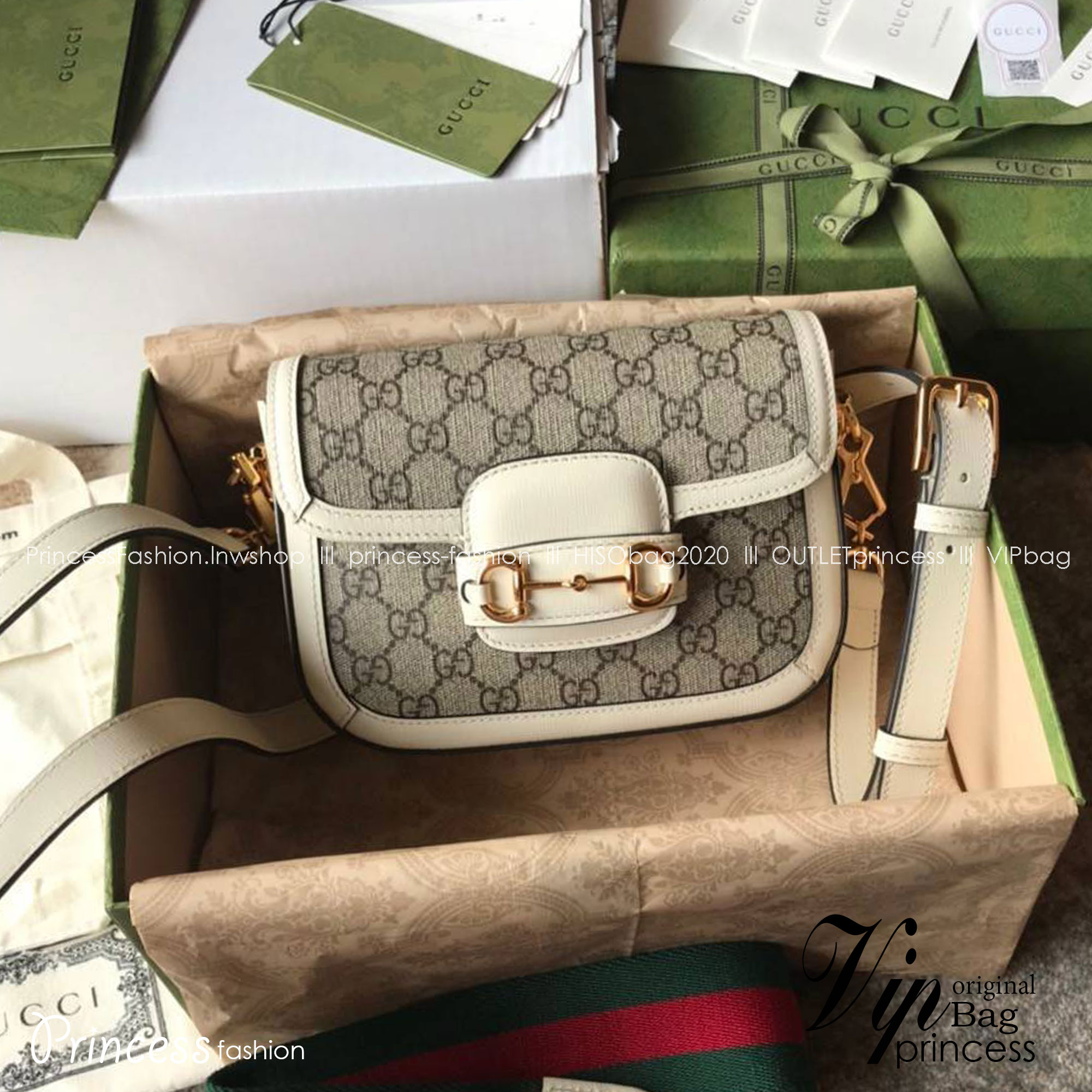 Gucci Horsebit 1955 mini bag GG Supreme in canvas พร้อมส่ง เกรดท็อปออรินอล งานเหมือนสุด หนังแท้ สวยงามตามรูป