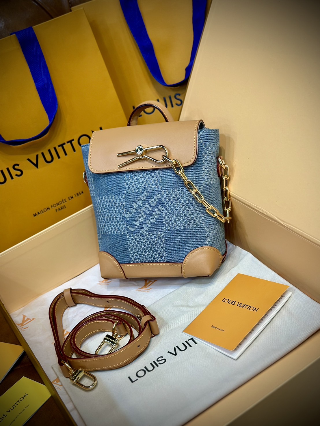 LV Nano Steamer Bag Monogram Craggy กระเป๋าสะพายดีไซส์วินเทจลายใหม่ สวยงามหรูหรา โดดเด่นสะดุดตาเป็นเอกลักษณ์ เกรดออริ