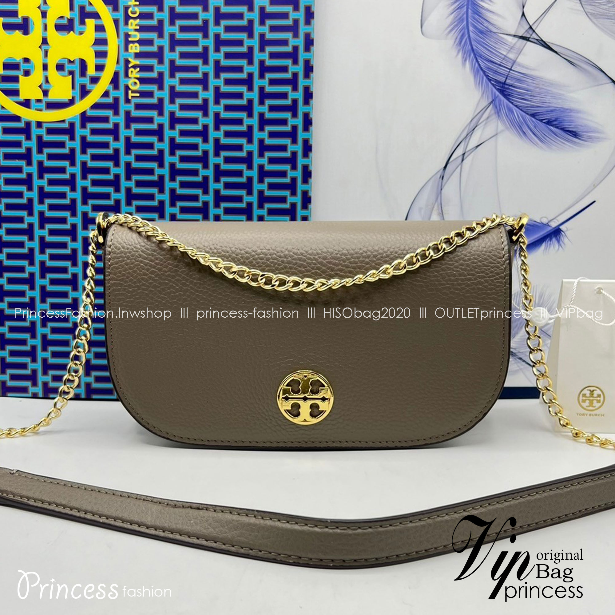 TORY BURCH Chelsea Pebbled Crossbody Bag กระเป๋าสะพายเรียบหรู เกรดออริ สลับแท้ 1:1 ใช้งานต่างประเทศได้