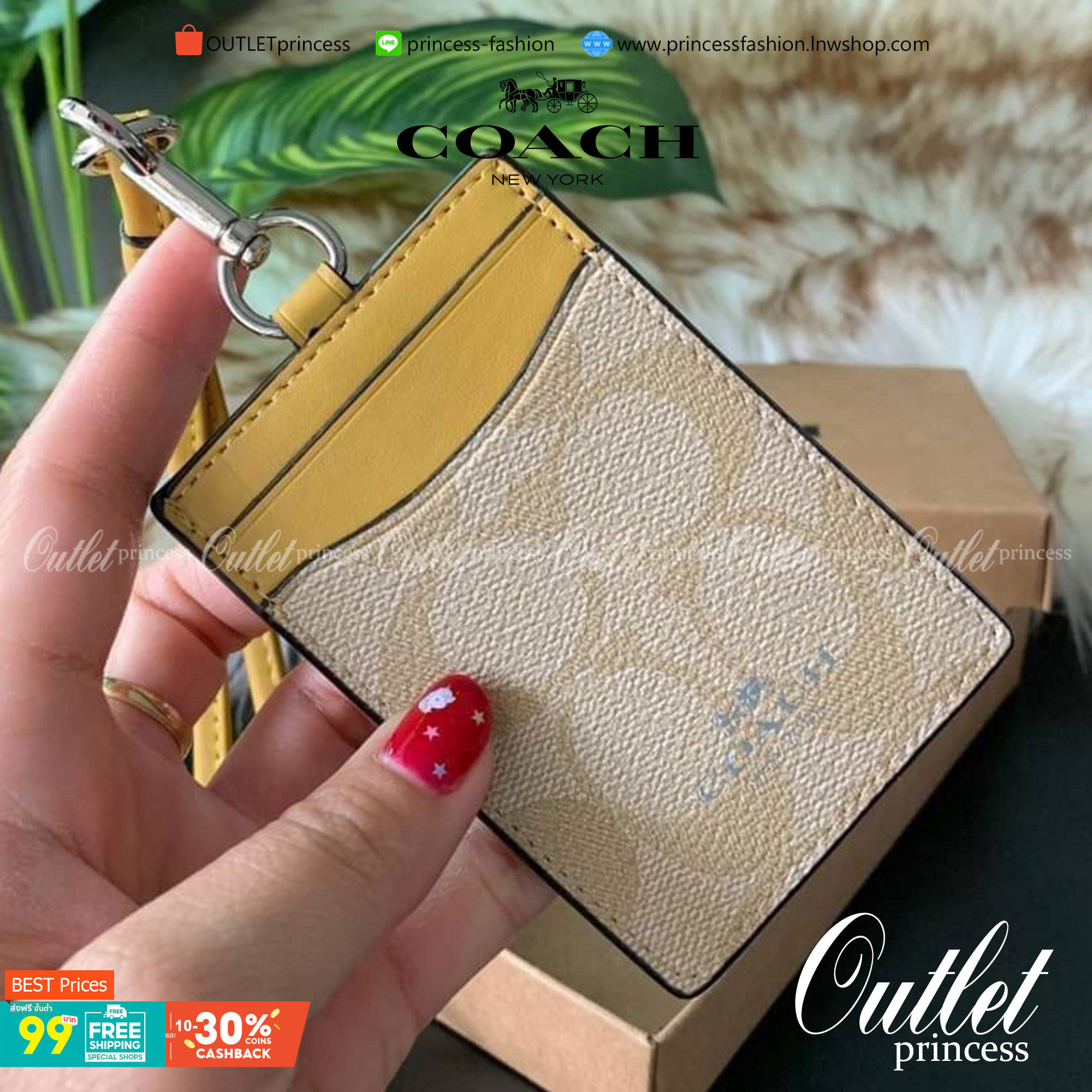 COACH F63274 ID LANYARD IN SIGNATURE COATED CANVAS กระเป๋าใส่บัตรคล้องคอ ลาย C ทั้งใบ ด้านหน้าตกแต่งชื่อแบรนด์ สวยมากกก ใส่บัตรพนักงาน และบัตรต่างๆ มาพร้อมสายคล้องคอ สายถอดออกได้ ตัวกระเป๋ามี 3 ช่องค่ะ