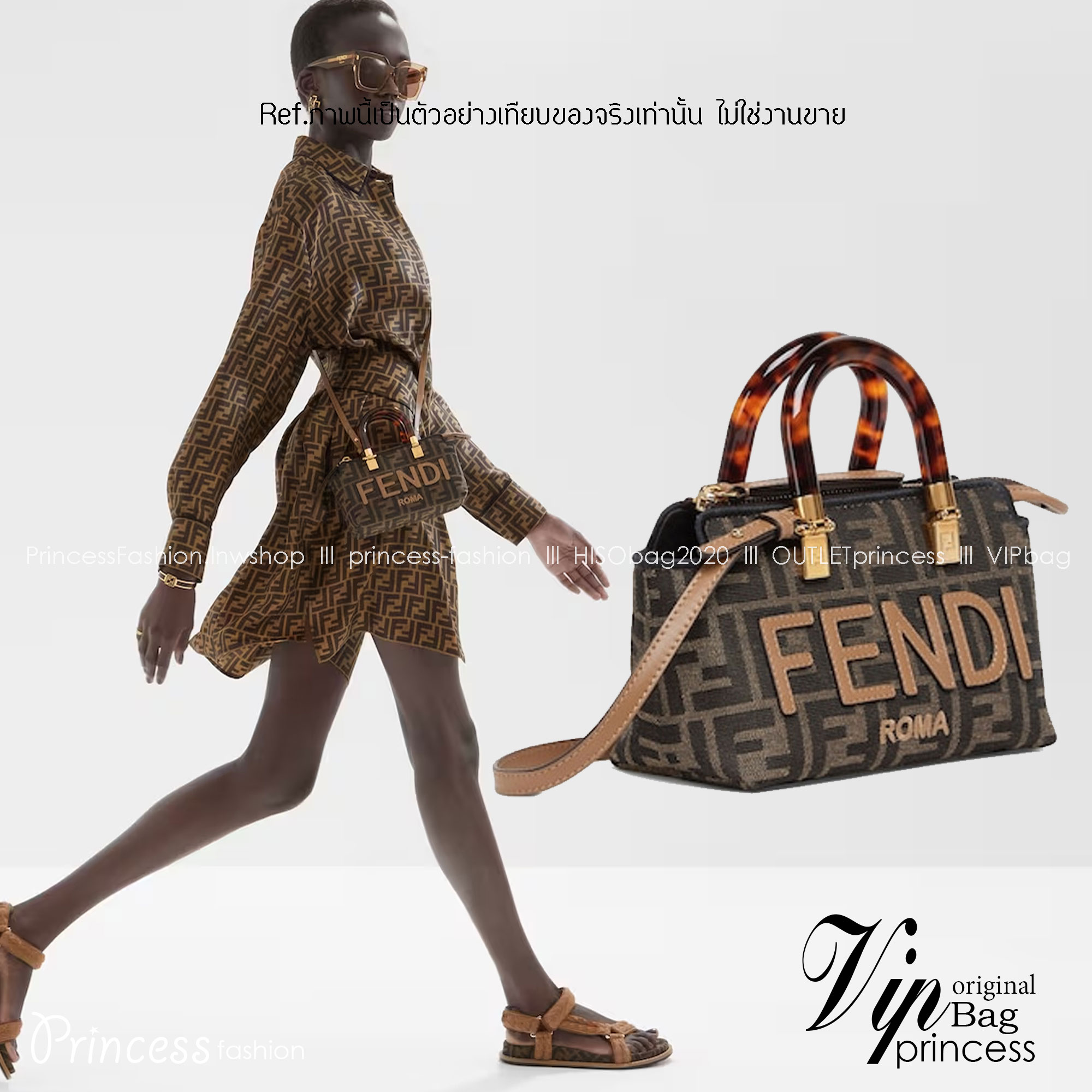 FENDI By The Way Mini Small brown FF fabric Boston bag / FENDI Bag พร้อมส่ง กระเป๋าสะพายใบเล็ก ผลิตจากผ้าแจ็คการ์ดลาย FF เป็นเอกลักษณ์ **สินค้าเกรดออริจินอล 1:1 สลับแท้