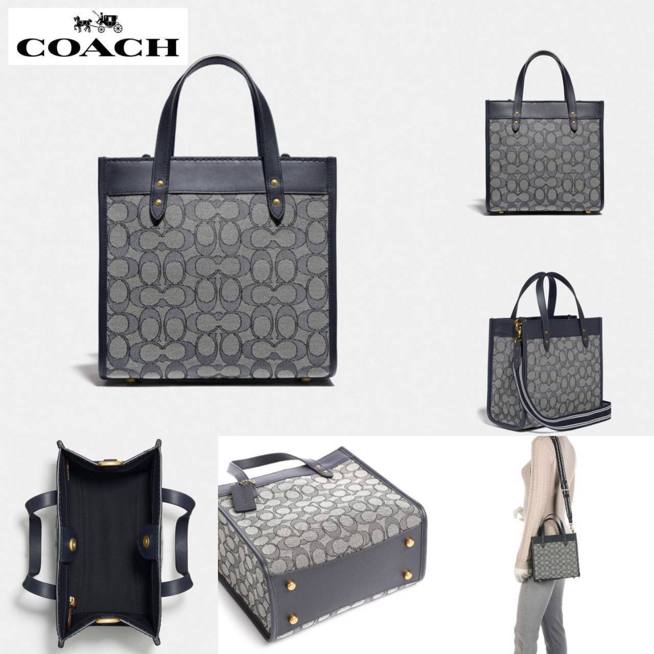 ใบนี้ ช่วยให้ชีวิตง่ายขึ้นเยอะเลย🌈🌺>>COACH FIELD TOTE 22 IN SIGNATURE JACQUARD(COACH C3865) 🍁กระเป๋าถือ สะพาย รุ่น Unisex ใช้ได้ทุกเพศวัย ขนาดเหมาะต่อการใช้งานในแต่ละวันมากๆ //วัสดุ jacquard ลาย signature ตกแต่งดีเทลด้วยหนังแ