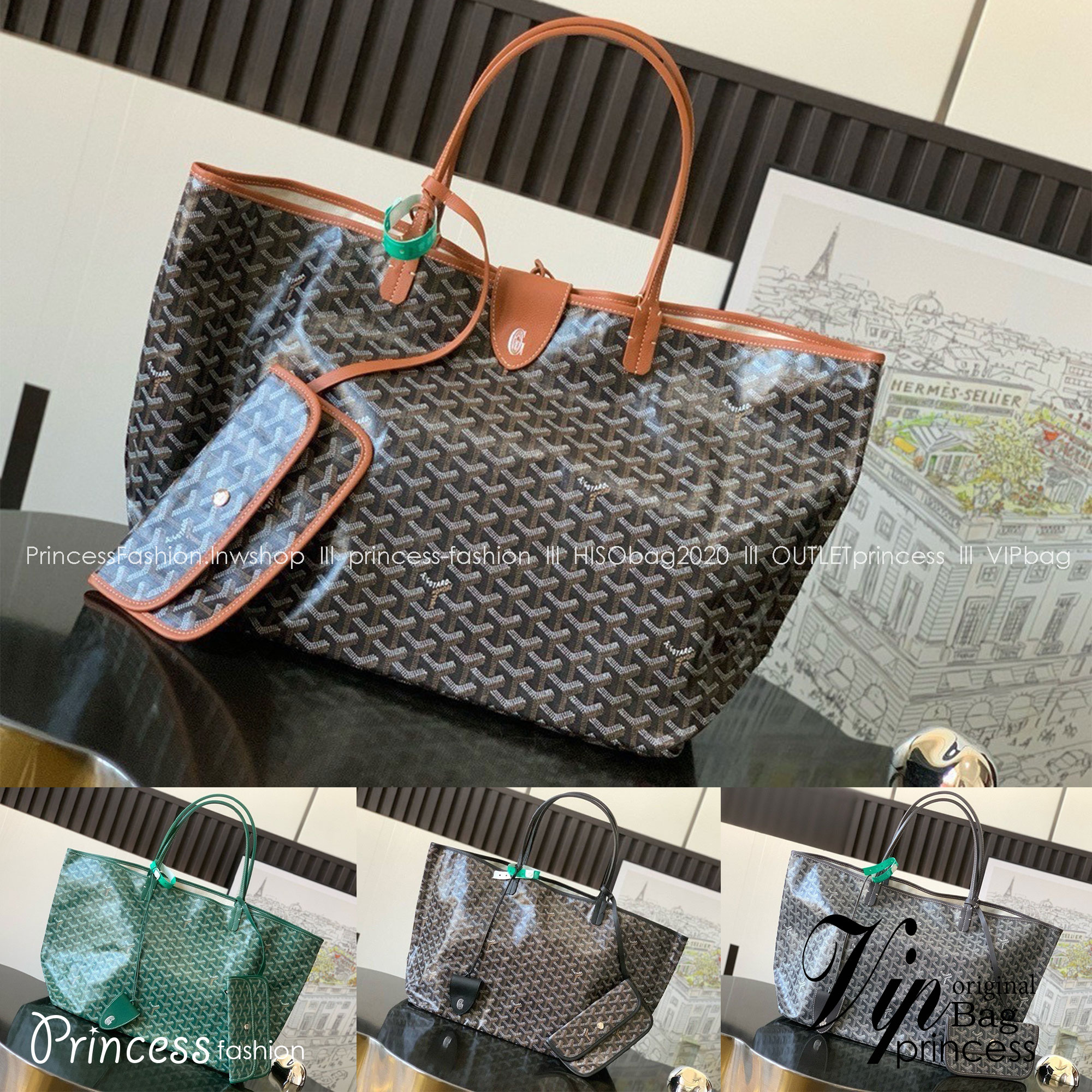 GOYARD GM TOTE BAG กระเป๋าทรงโท้ทใบใหญ่ หนังแท้สวยเป๊ะ เกรดท็อปออริ สลับแท้ 1:1 เกรดดีสุด ใช้ต่างประเทศได้ ผ่านทุก ตม.
