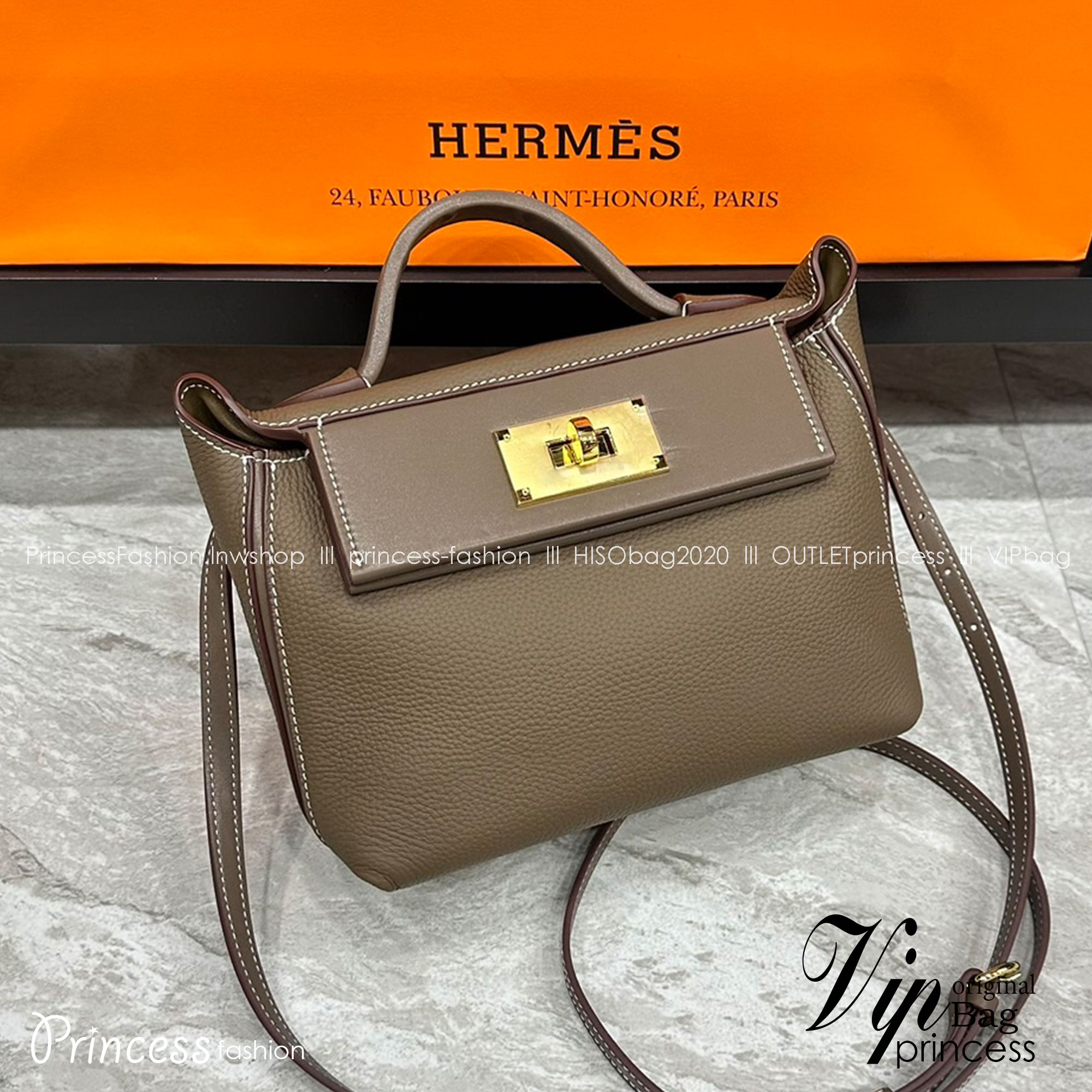 HERMES Hermes 24/24 Mini bag 20cm กระเป๋าถือ/สะพายแบรนด์หรู เอกลักษณ์ของความสง่างาม เกรดออริ สลับแท้ 1:1 ใช้งานต่างประเทศได้