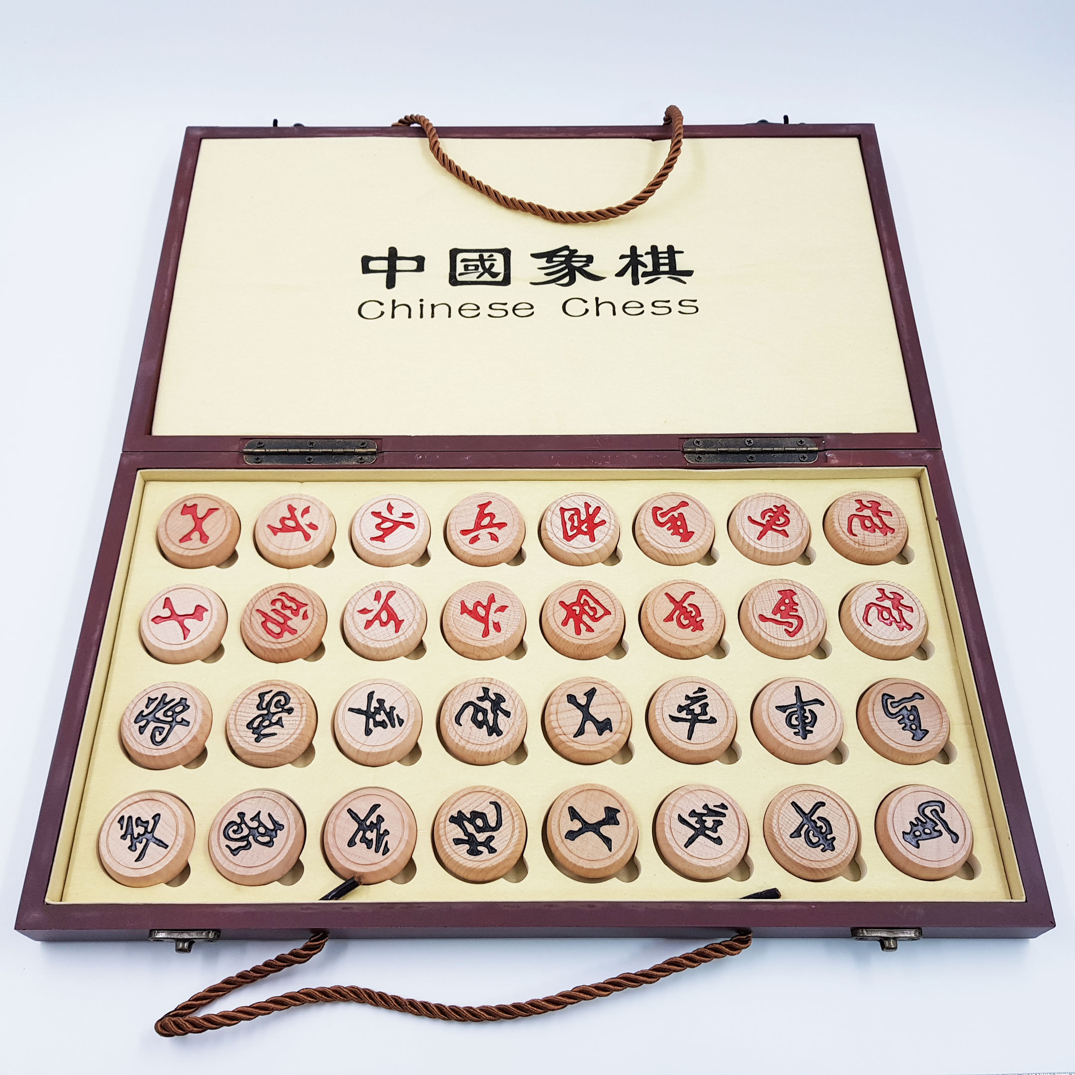ชุดหมากรุกจีนกระดานไม้ พร้อมที่เก็บตัวหมาก และกระเป๋าสะพาย