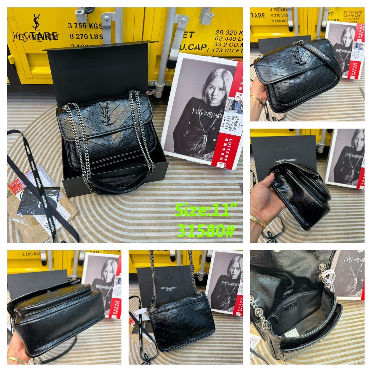 YSL NIKI IN VINTAGE LEATHER BAG กระเป๋าสะพายทรงคลาสสิคสุดฮอต (อะไหล่เงิน/ดำ) ที่ใครๆก็ต้องมีใช้ ดีไซน์เรียบหรู วัสดุหนังลายวินเทจสัมผัสดี