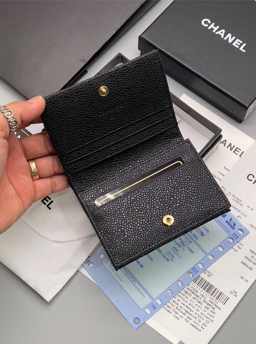 CHANEL Wallet Caviar / Chanel Short Wallet / Chanel Card Holder กระเป๋าสตางค์ชาแนลใบสั้น กระเป๋าใส่บัตร เกรดออริจินอล ภาพถ่ายจากงานขายจริง ใช้งานต่างประเทศได้