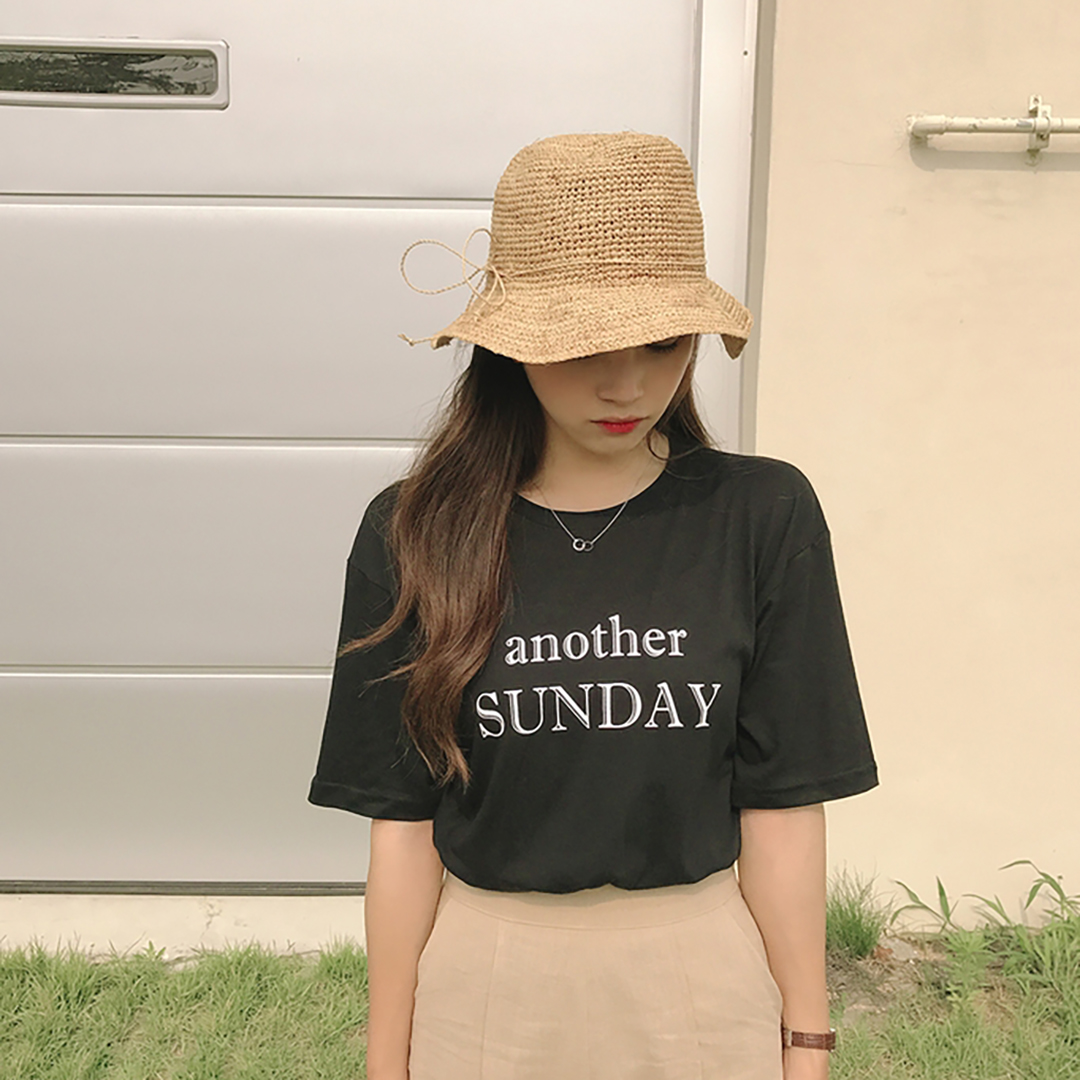 พร้อมส่ง 🌞 Another SUNDAY Tops เสื้อยืดแขนสั้นทรงใหญ่โอเวอร์ไซส์ (IB28797)