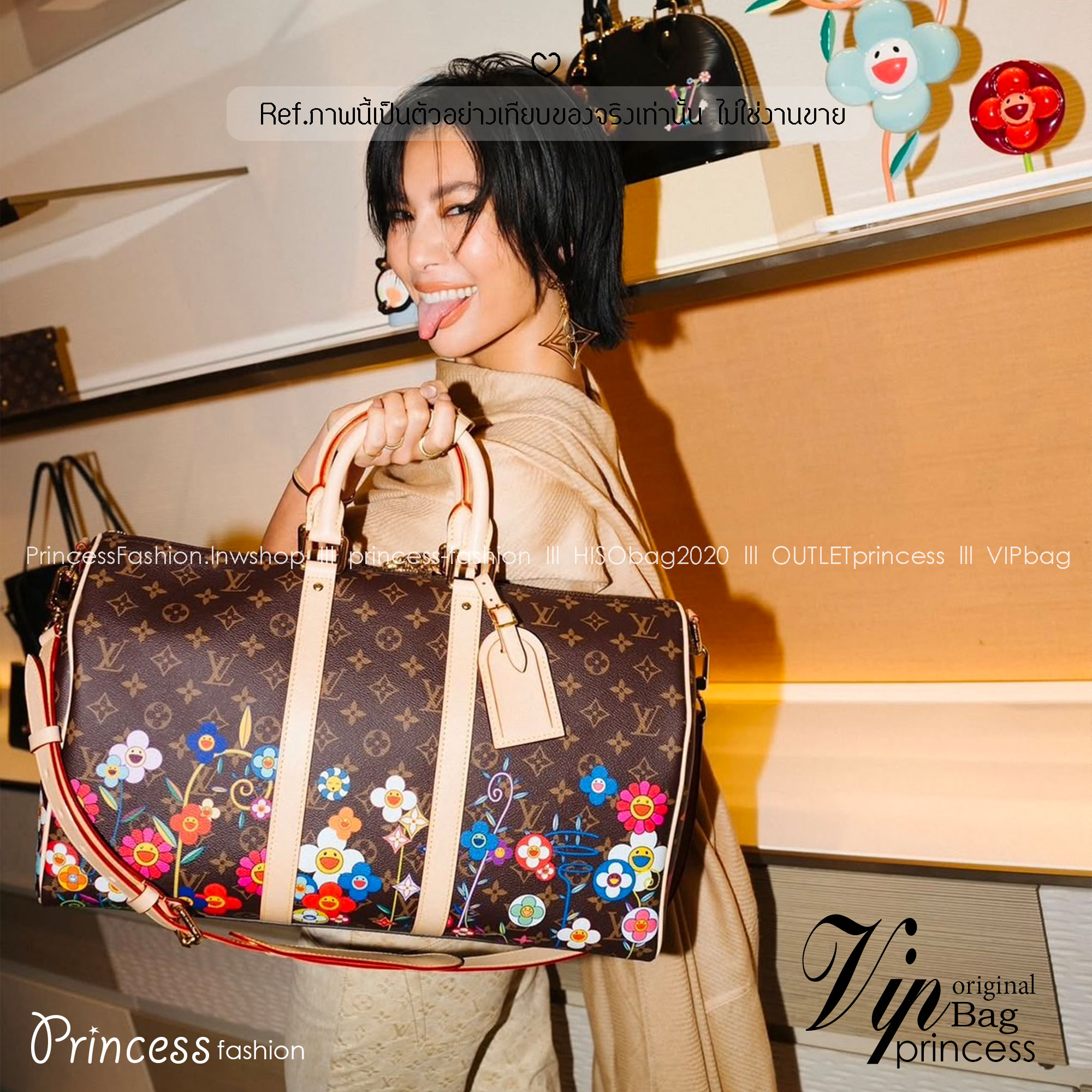 LV x TM Keepall Bandoulière 45 Bag Monogram Flower กระเป๋าเดินทางคอลเลกชันสุดพิเศษ สวยคลาสสิกมีชีวิตชีวา สีสันสดใสสไตล์ superflat สุดไอคอนิกของ Takashi Murakami ด้วยโมโนแกรมดอกไม้หลากสี ปรับดีไซน์ให้ดูสนุกสนาน