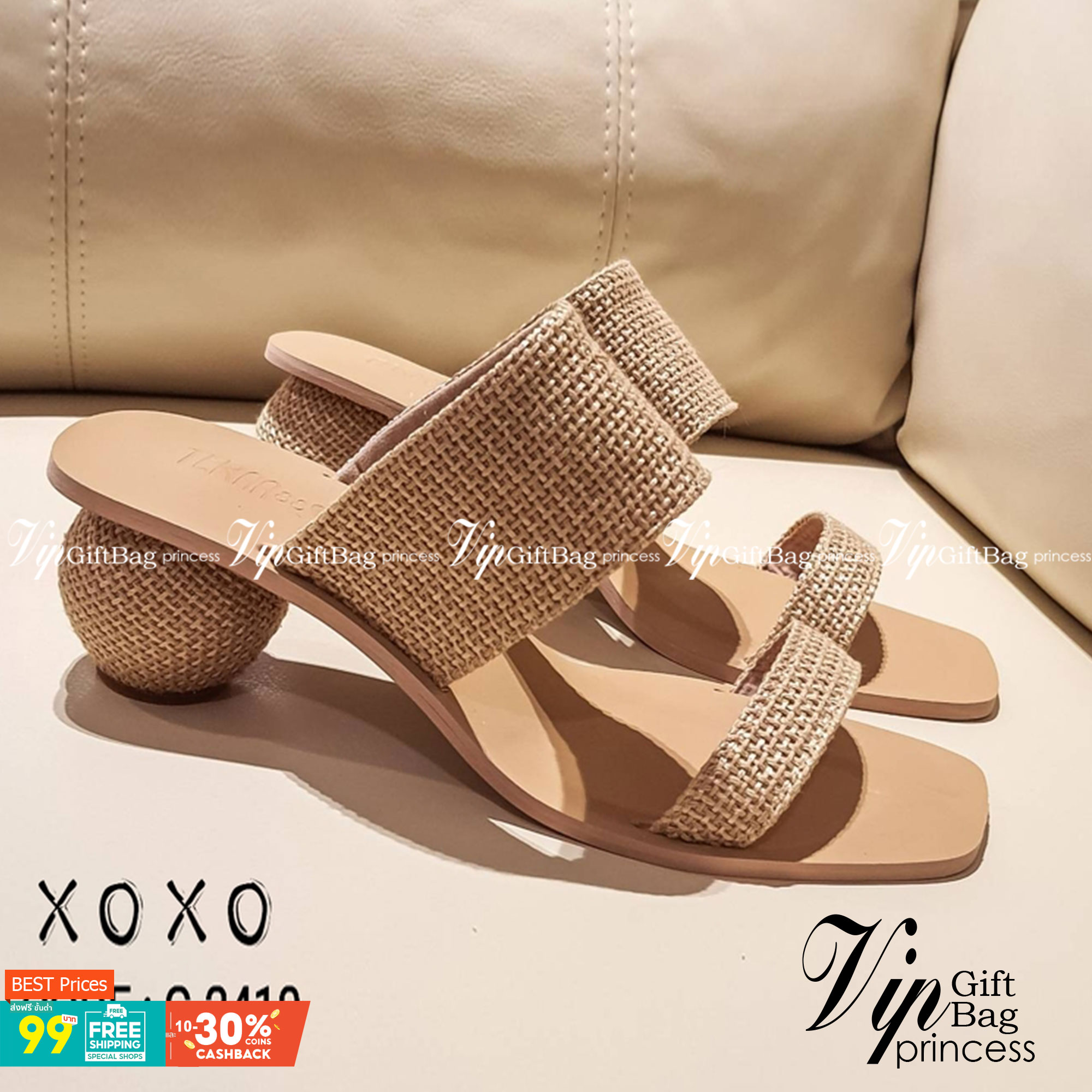 รองเท้าผ้าป่านสไตล์งานเกาหลี งานสวม คาดผ้าป่านลายกระสอบ ส้นทรงกลม งาน สวย เก๋ ดูแพง เกินราคาคะ งานจริงสวยมาก แมทส์ชุดง่าย