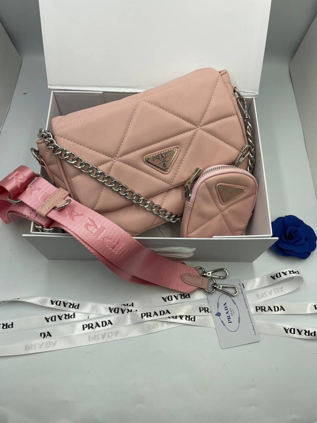 VIP 】PRADA System nappa leather patchwork bag หนังแท้ พร้อมส่งที่ไทย 6 สี