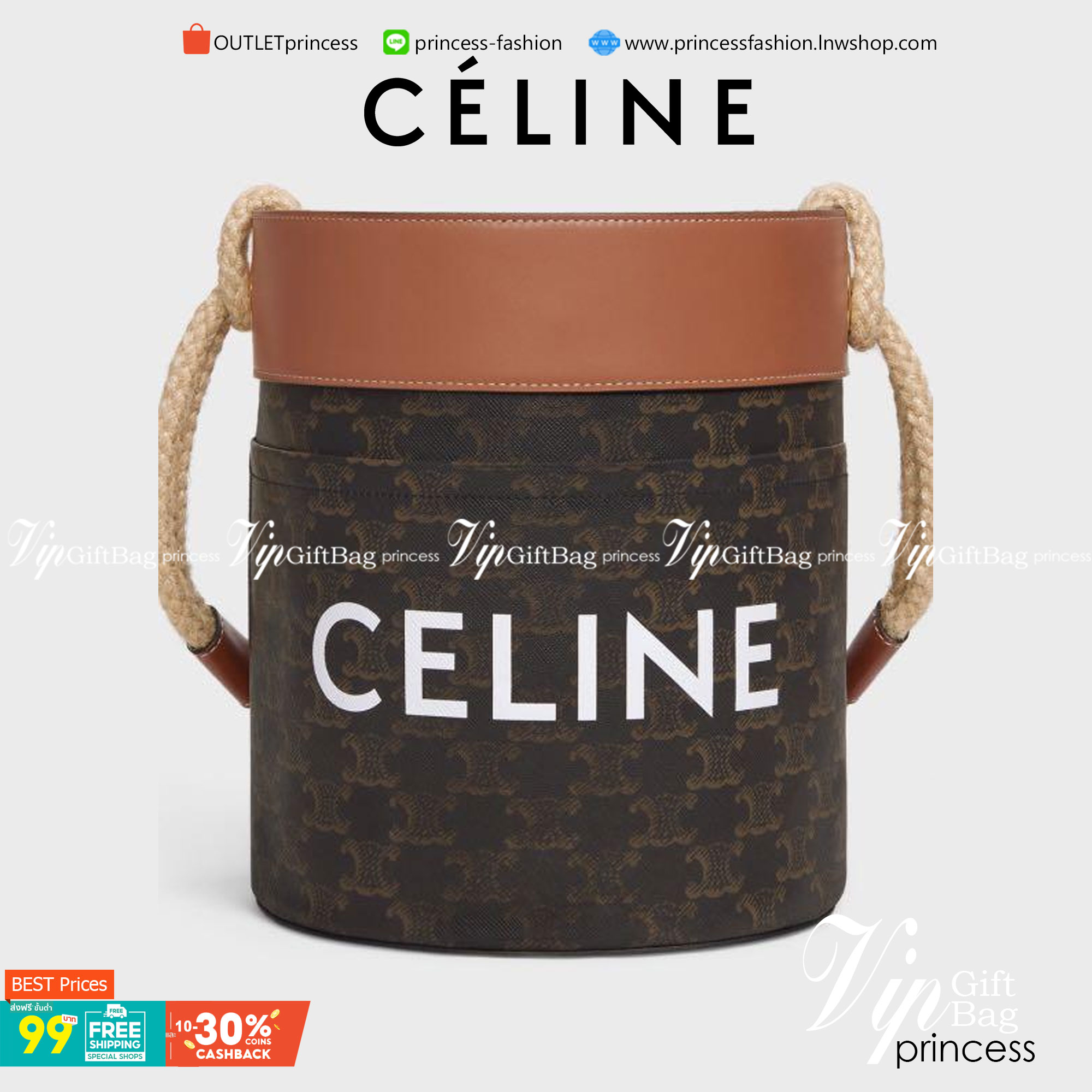 Celine Bucket Bag Canvas Original สำหรับ Collection นี้สะดุดตาด้วยหูสะพายที่มีความแข็งแรงถึงแม้จะใส่ของหนักก็ตาม สะท้อนความวินเทจผสมผสานดีไซน์กระเป๋าที่ทันสมัย ตอบโจทย์สาวหัวสมัยใหม่ที่เบื่อดีไซน์กระเป๋าสี่เหลี่ยมทรงเดิม ๆ แต่ก็ต้องการกระเป๋าที่มีดีไซน์สว