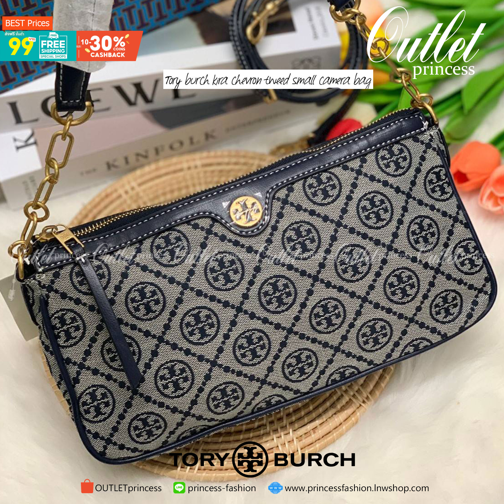 TORY BURCH T MONOGRAM JACQUARD SHOULDER BAG มาพร้อมค่ะ! กระเป๋าหิ้ว//สะพายไหล่//สะพายข้างได้ เปลี่ยนลุคดูไม่จำเจค่ะ วัสดุ jacquardทอบายแบรนด์+ตัดขอบหนังแท้ ได้ลุคลาสสิคบวกกับความทันสมัยได้อย่างลงตัวทีเดียวค่ะ เปิดปิดกระเป๋าด้วยซิป ภายในกว้างใส่ของสำคัญได้