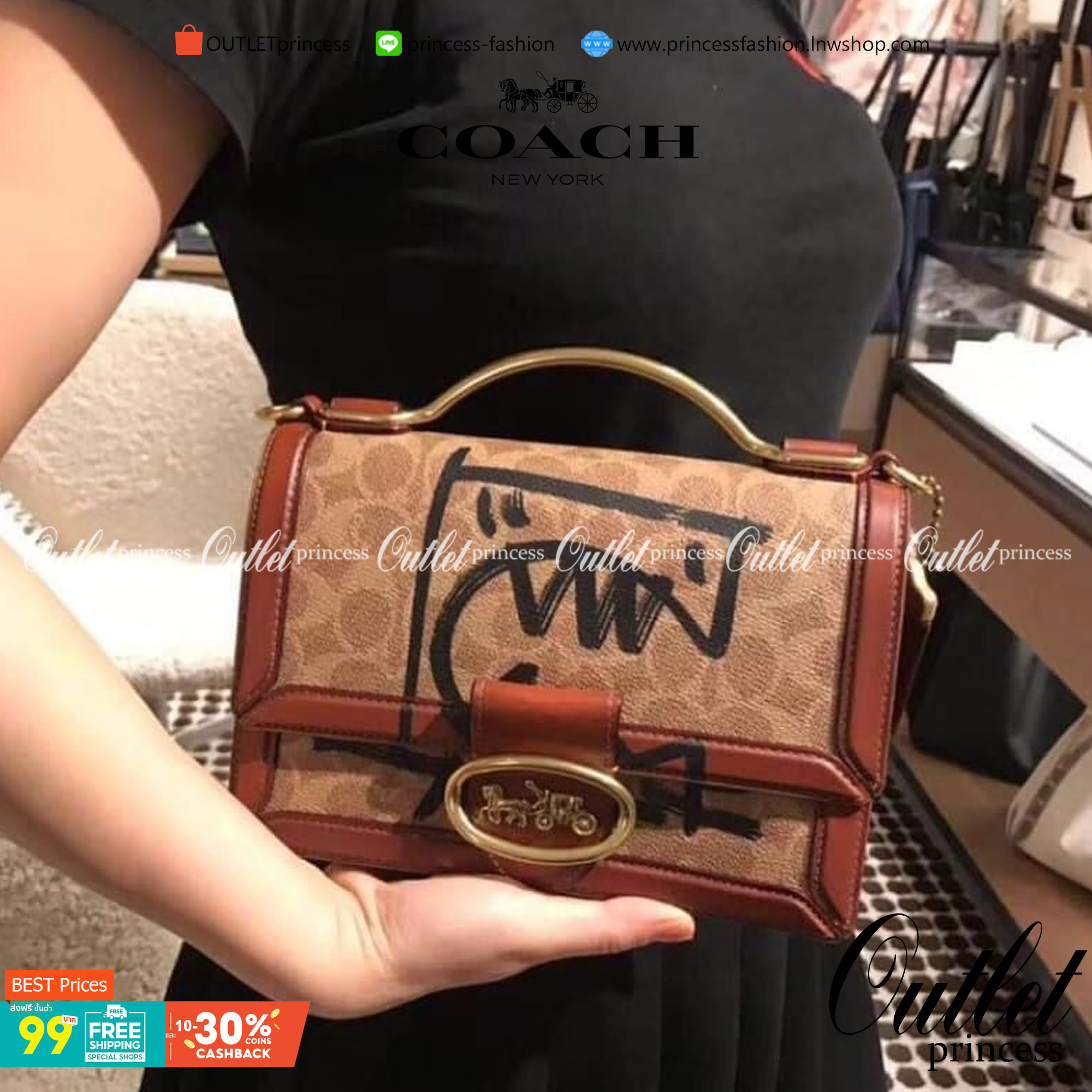 Coach Riley Top Handle 22 In Signature Canvas With Rexy Bag