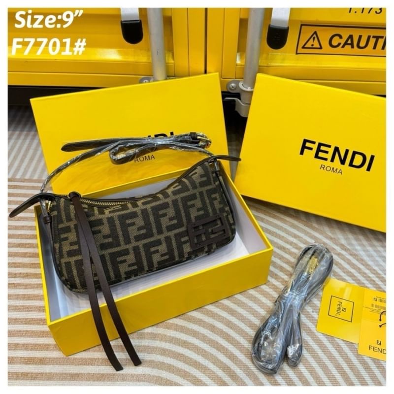 FENDI Simply Mini FF jacquard fabric bag กระเป๋าสะพายไซส์เล็ก กึ่งคลัทช์ มาพร้อมสายสะพายยาว จะถือใบเดี่ยวหรือสะพายข้าง ก็สวยเก๋ ไม่ซ้ำใคร