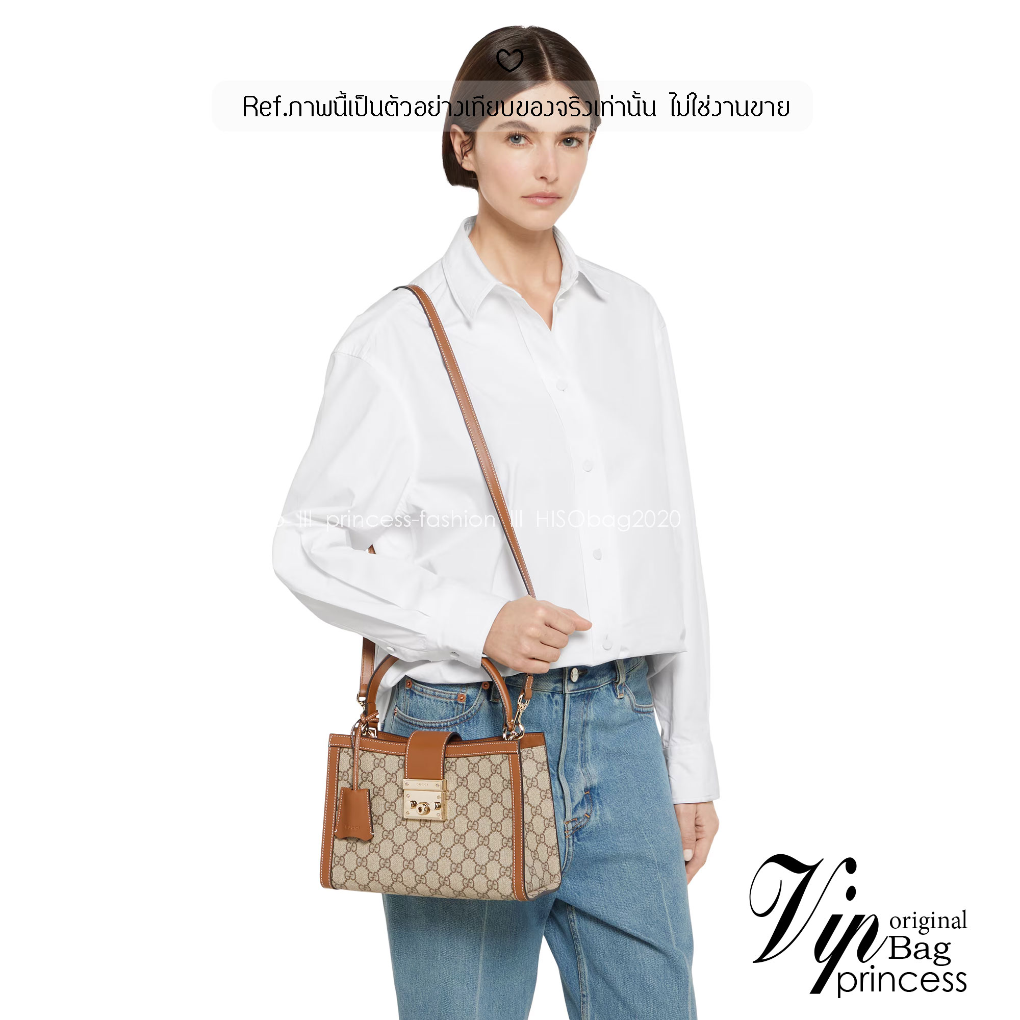 Gucci Padlock medium top handle bag กระเป๋าสะพายใบเล็กพร้อมหูจับ สวยผู้ดี ทรงตั้งใช้งานง่าย วัสดุหนังแคนวาส ปากกระเป๋ามีแถบหนังคาดและอะไหล่กดล็อค