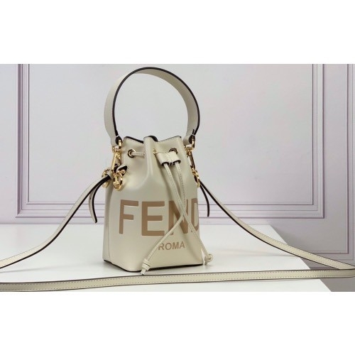 FENDI Mon Tresor Mini Leather Bucket Bag / FENDI Bucket Bag พร้อมส่ง กระเป๋าถือหรือสะพายข้างทรงบัคเก็ต ทรงขนมจีบ ลายแบรนด์ อะไหล่ทองหรูหรา