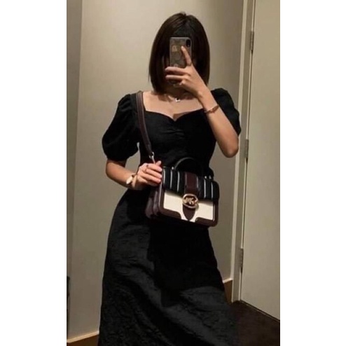 COACH SMALL GEORGIE TOP HANDLE IN BLOCKED SIGNATURE CANVAS ((6504//0468//6192//6015)) compact body portable shoulder bag 🌈ห้ามพลาด รุ่นแนะนำค่าา! พร้อมส่งทันที! กระเป๋าหิ้ว//สะพายข้างได้ วัสดุหนังแท้ 🔺หนึ่งใบทำลายหนังผสมกัน3แบบได้ลงตัวสวยง