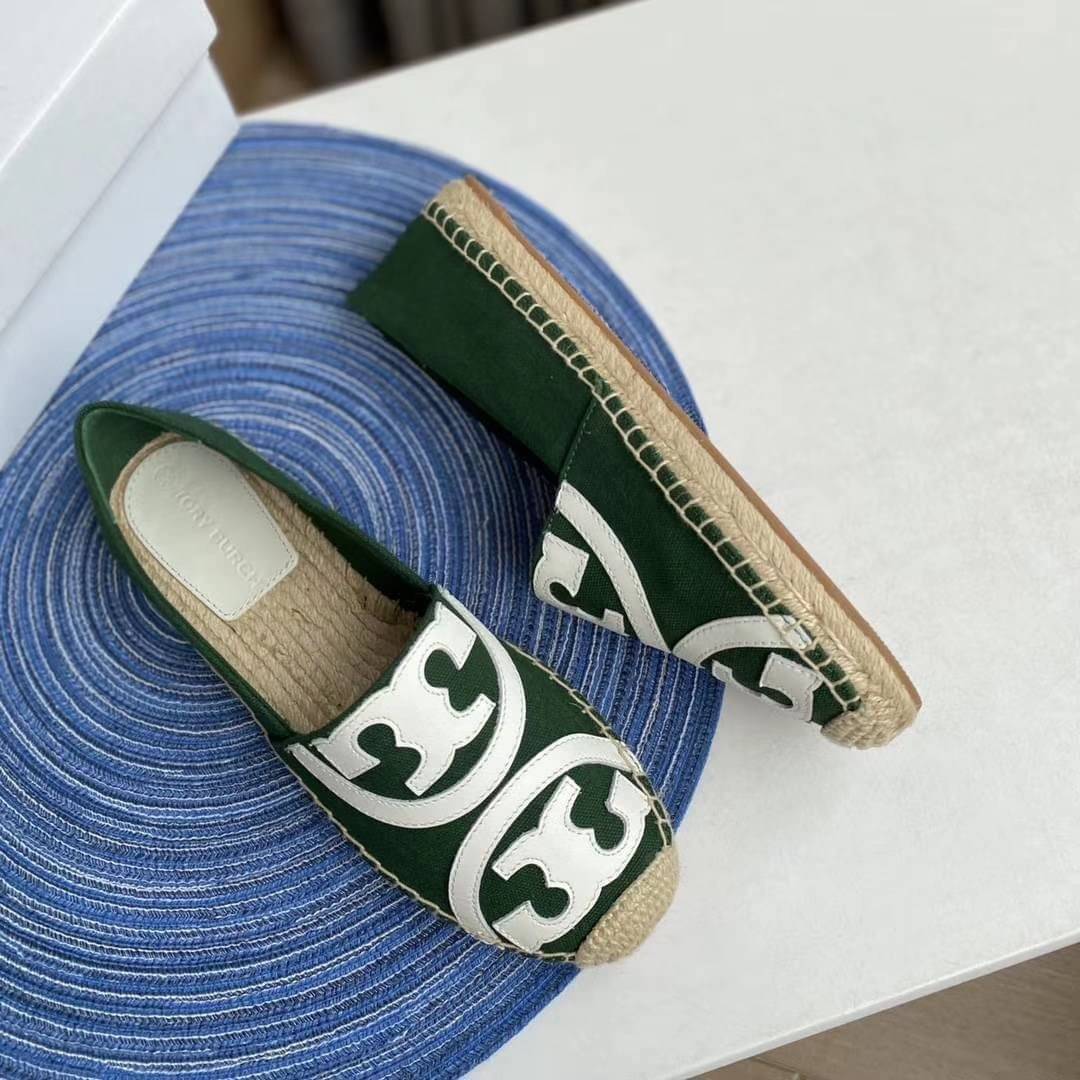 Tory Burch Espadrilles / Tory burch Poppy Espadrille Canvas / TORY BURCH SHOES เกรดออริจินอล พร้อมส่ง ภาพถ่ายจากสินค้าจริง ใช้งานต่างประเทศได้