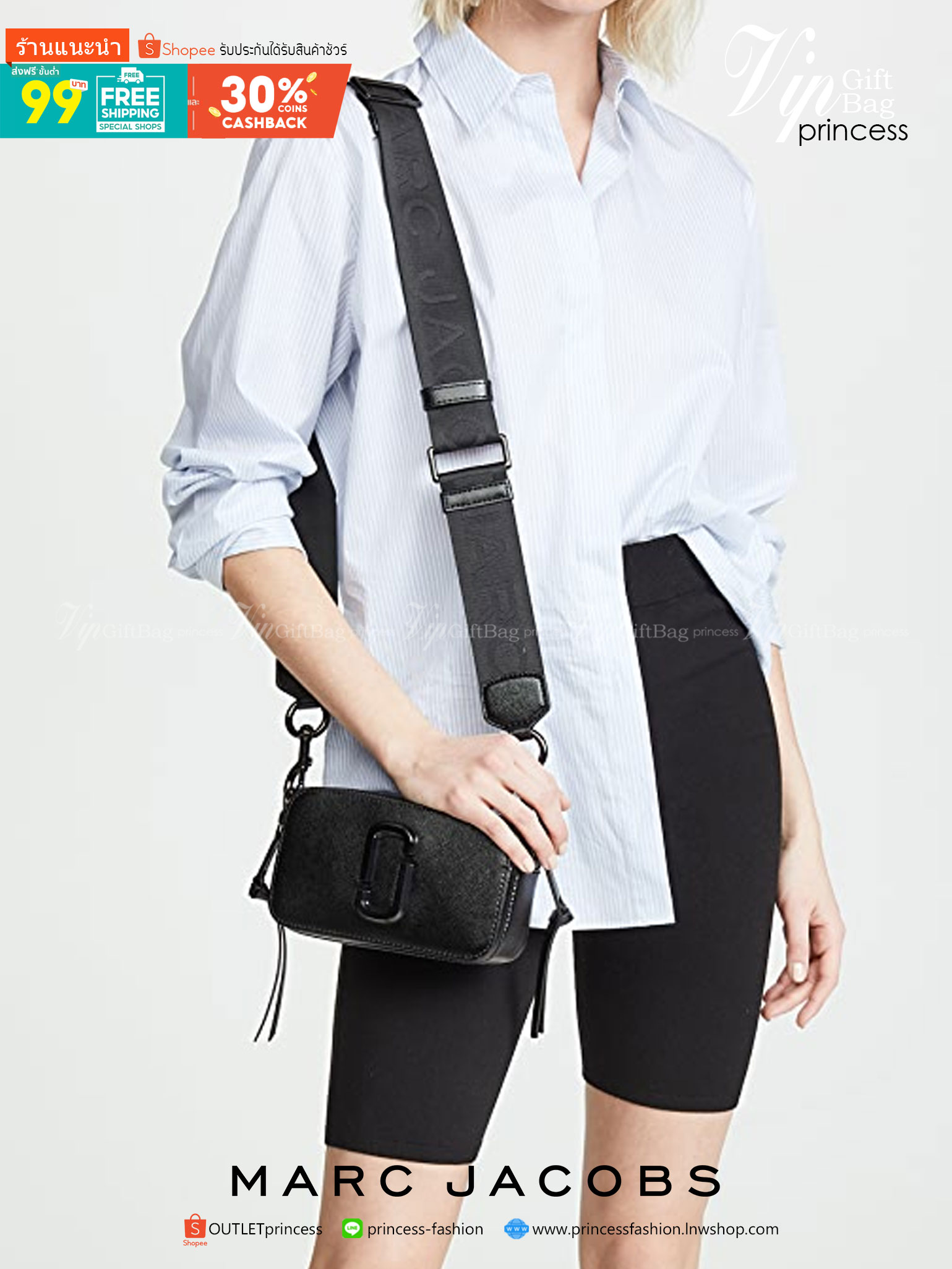 พรีเมี่ยมกิ๊ฟแท้ 100% 】หนังแท้ MARC JACOBS The Snapshot Camera X Anna Sui Cross Body Bag