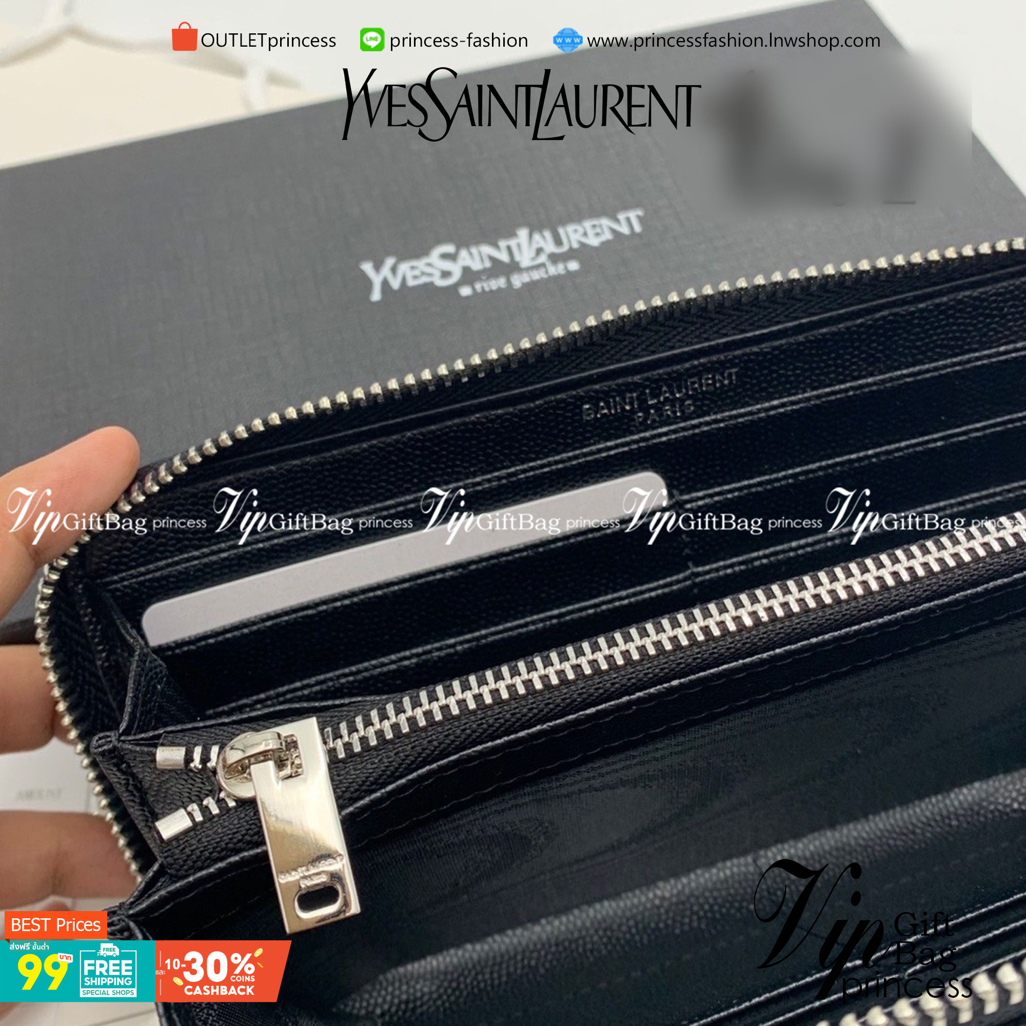VIP 】YSL SAINT LAURENT LONG WALLET กระเป๋าสตางค์ใบยาวซิปรอบ งานเย็บเดินด้ายสวยมากกก อะไหล่ ดำ เงิน ทอง พร้อมส่งครบเลยค่ะ สวยหรูดูแพง ราคาดีงามมากกค่าา ไอเท็มนี้ Must Have! พร้อมส่งที่ไทยราคาสุดคุ้ม