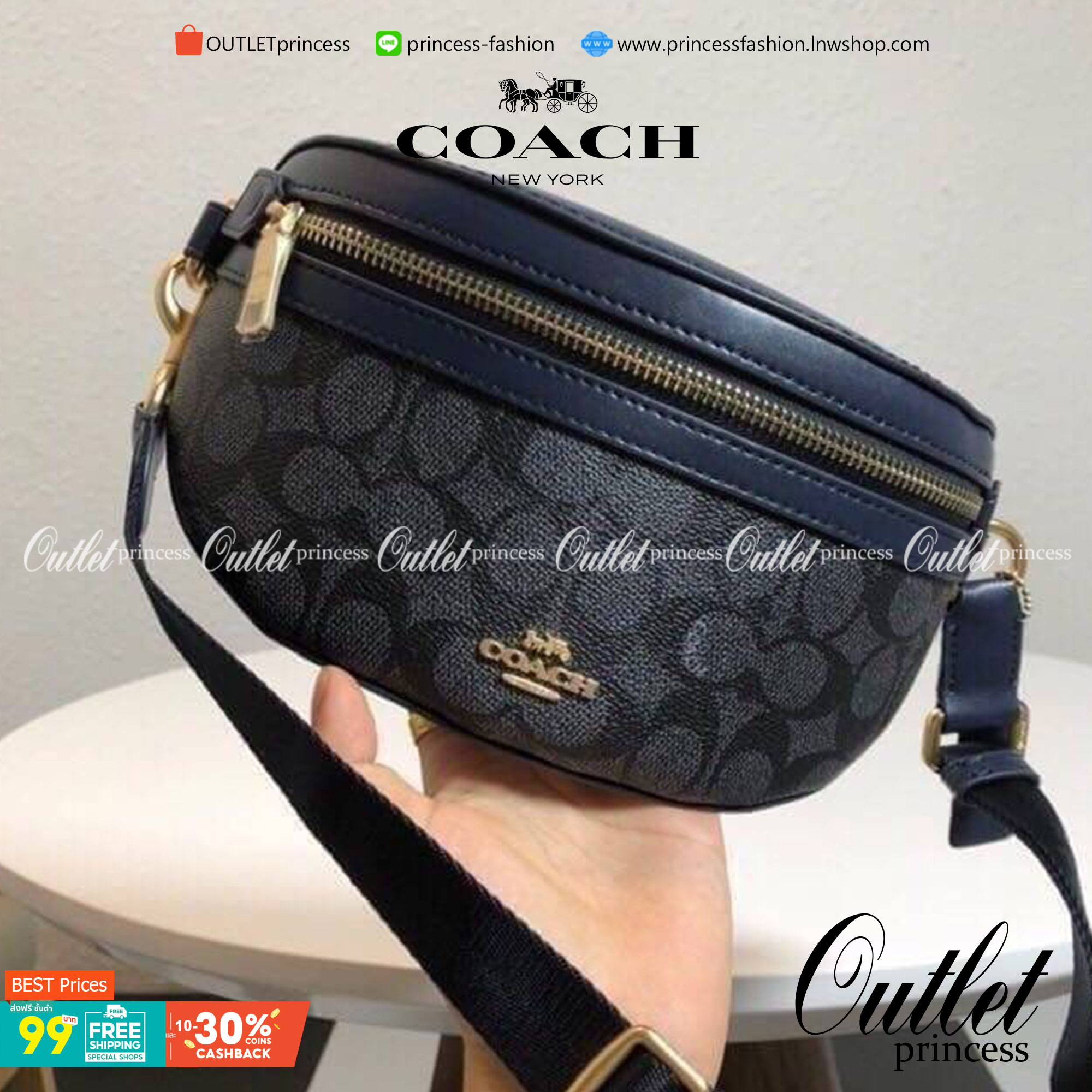 LIMITED EDITION !! COACH BELT BAG IN SIGNATURE WITH REXY BY GUANG YU กลับมาอีกครั้งกับ Coach X Disney สวยงามมากๆค่ะ คาดอก คาดเอวได้ ลาย C ตัดขอบหนังเรียบ มีช่องซิปทั้งหน้า//หลัง ใส่มือถือได้ทุกรุ่น;พาสปอร์ตได้ ;กระเป๋าเงินใบกลางได้;อื่นๆจำเป็นได้ครบค่ะ.