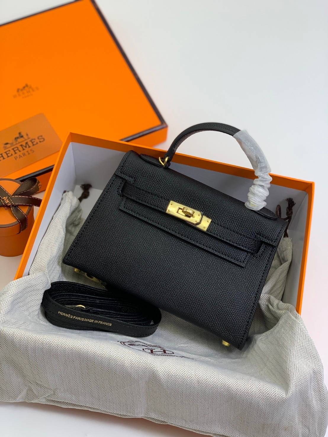 VIP หนังแท้ 】HERMES KELLY 20 MINI SELLIER GOLD EPSOM GOLD HARDWARE