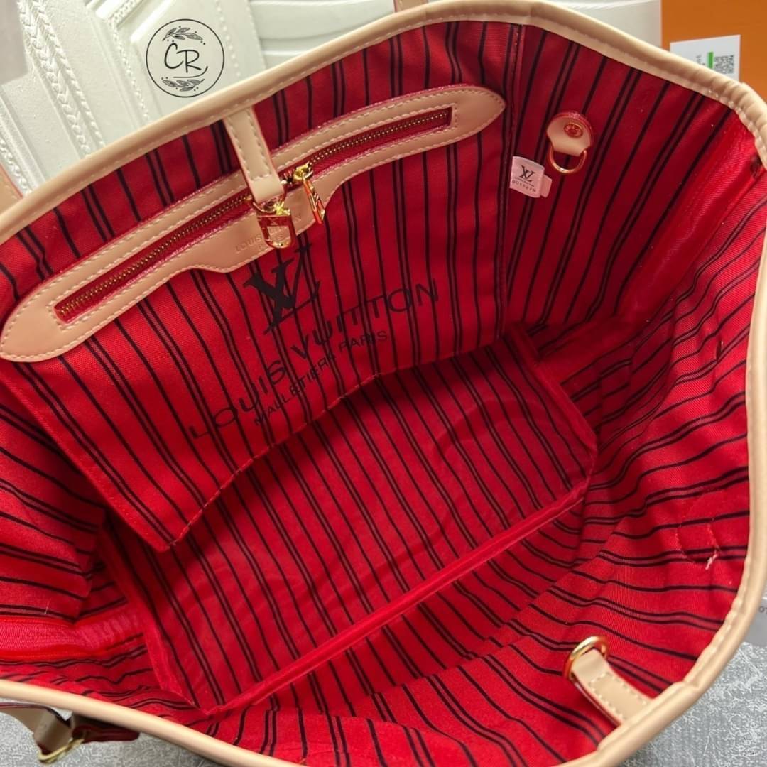 LV Neverfull Monogram Bag / LV Shopping Bag 14" กระเป๋าสะพายใบใหญ่จุใจ หนังลายโมโนแกรม ทรง tote มาใหม่ มาพร้อมกระเป๋าใบเล็ก งานปั้มแบรนด์ทุกจุด สกรีนลายชัดเจน สีสวย ภาพถ่ายจากงานขายจริง ใช้งานต่างประเทศได้