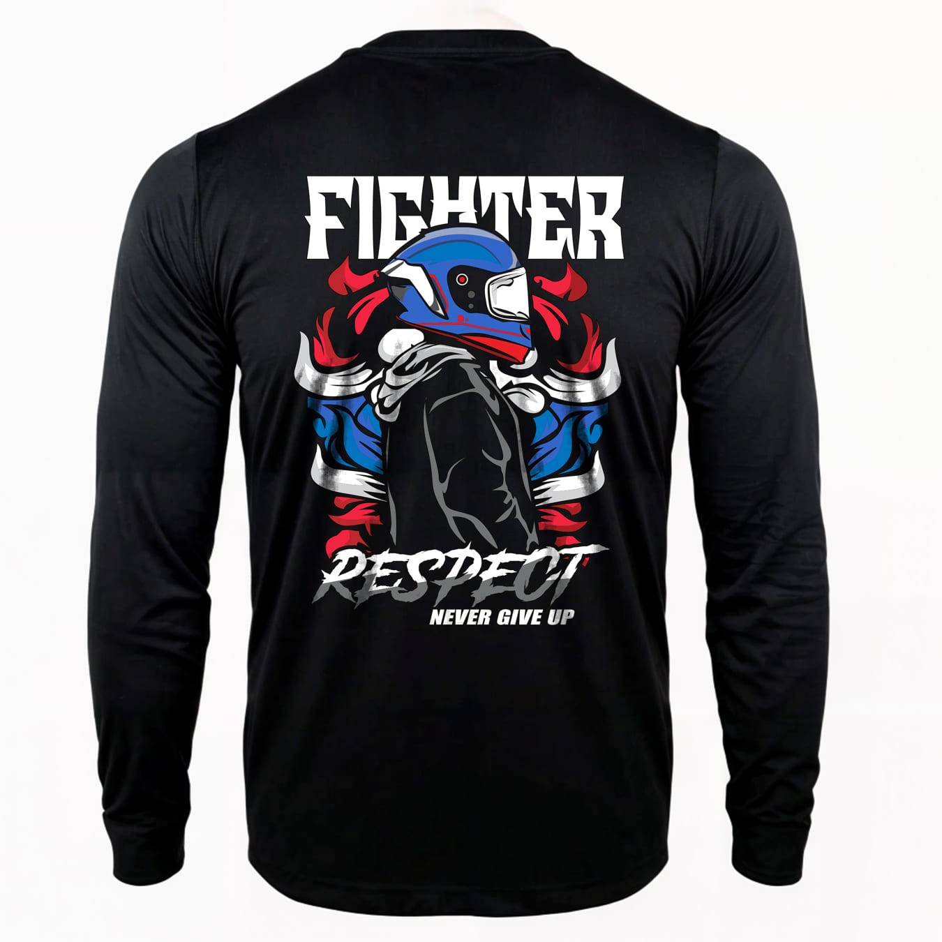 สกรีนเสื้อ 77DESIGN เสื้อแขนยาว นักสู้ respect fighter ผ้าไมโคร