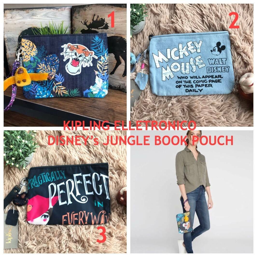 KIPLING ELLETRONICO DISNEY’s JUNGLE BOOK POUCH กระเป๋าคล้องมือทรงพอรช์จากการ์ตูนวอลท์ดิสนีย์ ที่วาดลวดลายลงบนกระเป๋า สำหรับใส่ของจุกจิก มือถือ กระเป๋าสตางค์ เครื่องสำอางค์ได้ มาพร้อมพวงกุญแจขนปุกปุย ภายในมีช่องเล็กแยกเป็นสัดส่วน สามารถคล้องมือถือเก๋ๆเลยคร