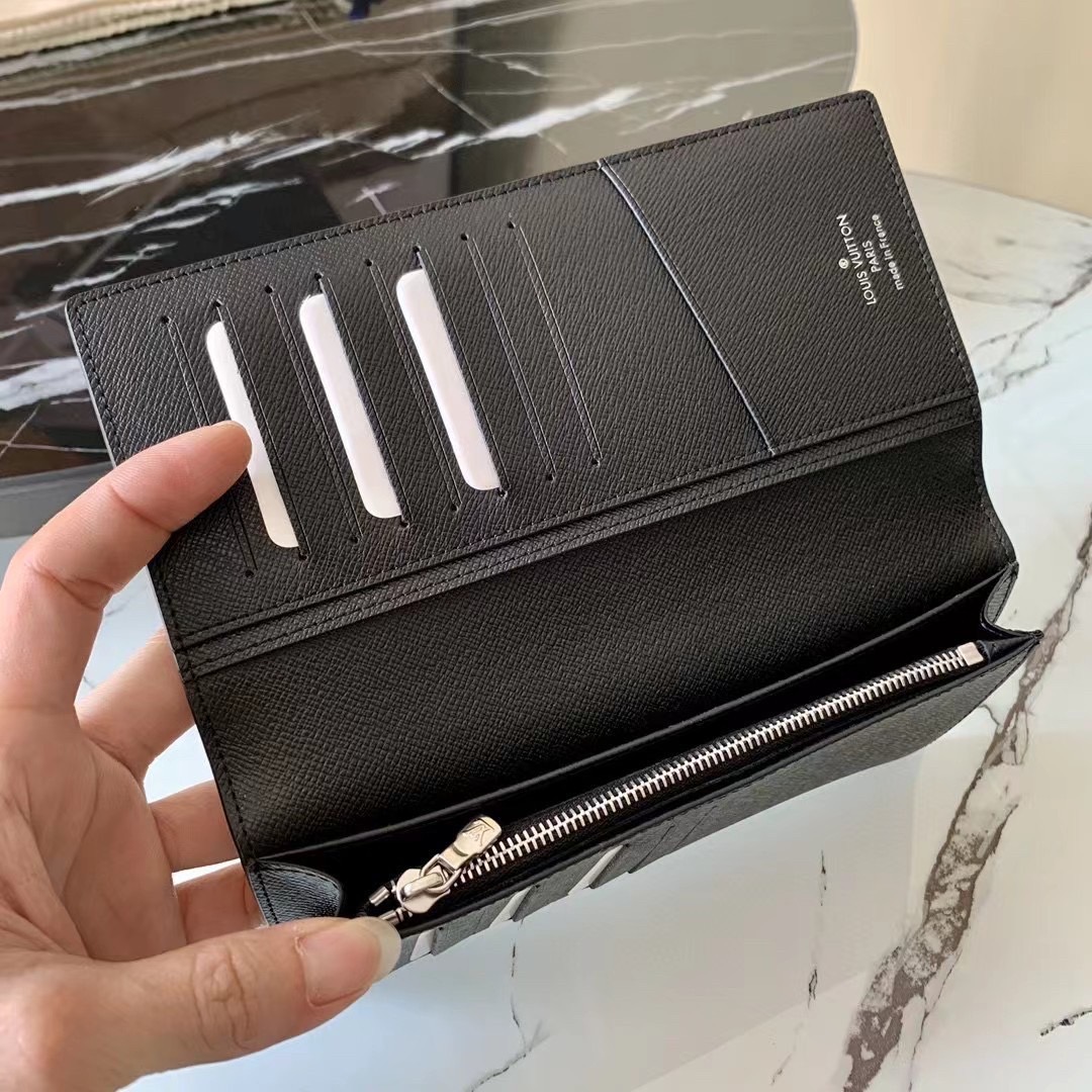 LV Brazza wallet Damier Graphite Canvas Black กระเป๋าสตางค์ใบยาว หนังแท้ เกรดท็อปออริ เกรดดีสุด 1:1 ใช้งานต่างประเทศได้
