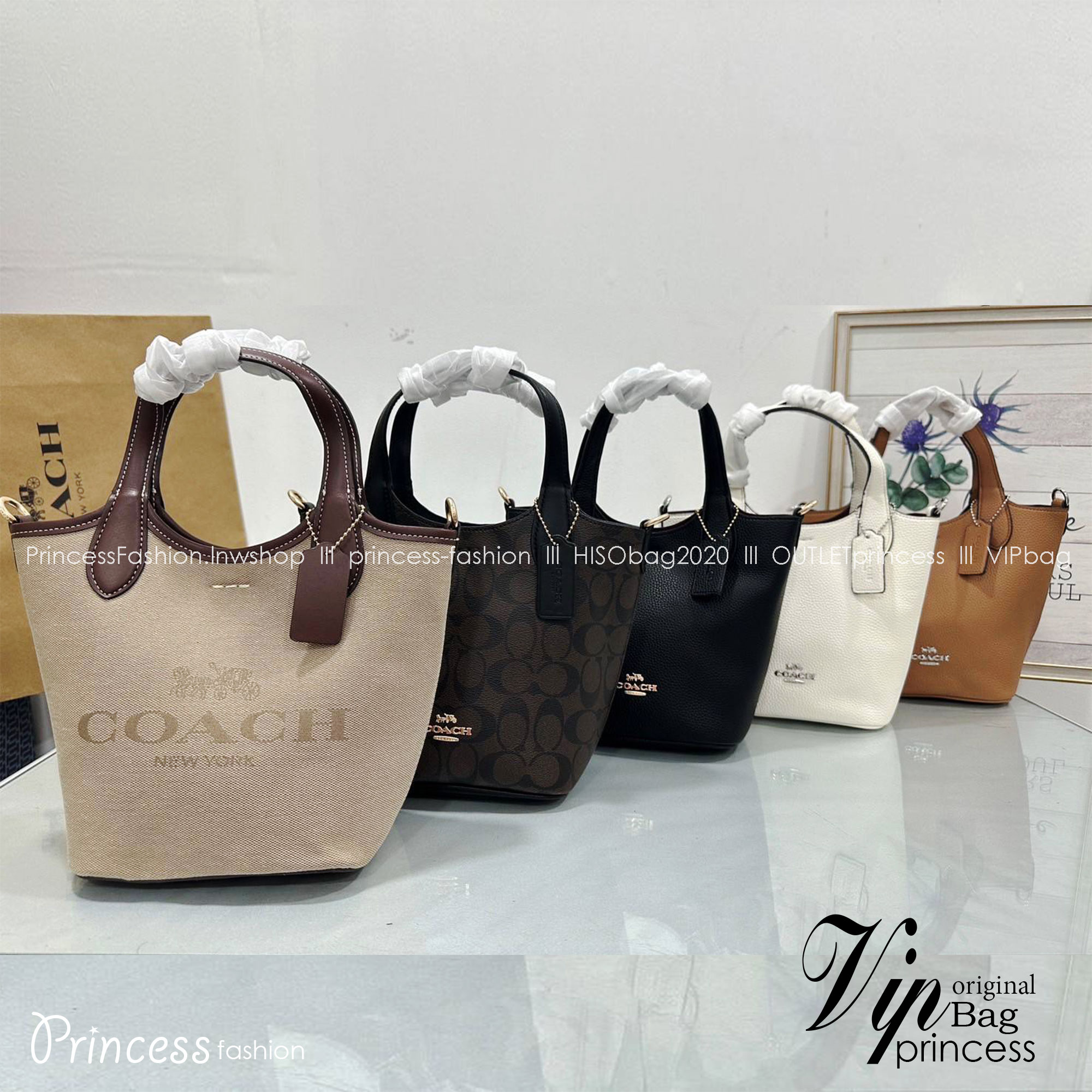 พร้อมส่ง 5 สี COACH HANNA BUCKET BAG กระเป๋าถือ/สะพายข้างทรงบักเก็ตรุ่นใหม่ดีไซน์เก๋น่ารัก เกรดท็อปออริ เกรดดีสุด สลับแท้ 1:1 ใช้ต่างประเทศได้