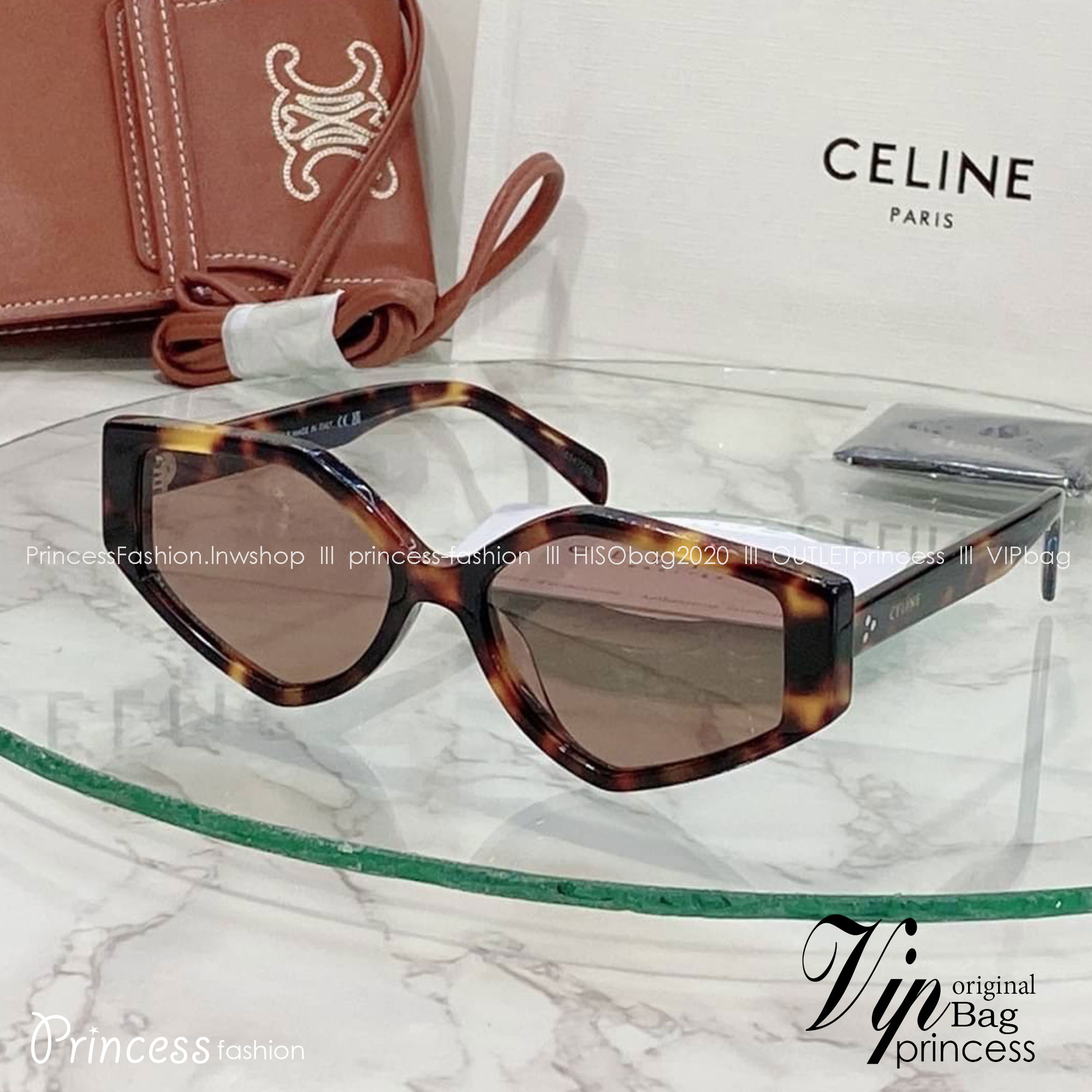 แว่นตาลิซ่า Celine Sunglass เกรดท็อปออริ 1:1 สลับแท้ เกรดดีสุด ใช้งานต่างประเทศได้ มาพร้อมกระเป๋าใส่แว่นปักลายซีลีน