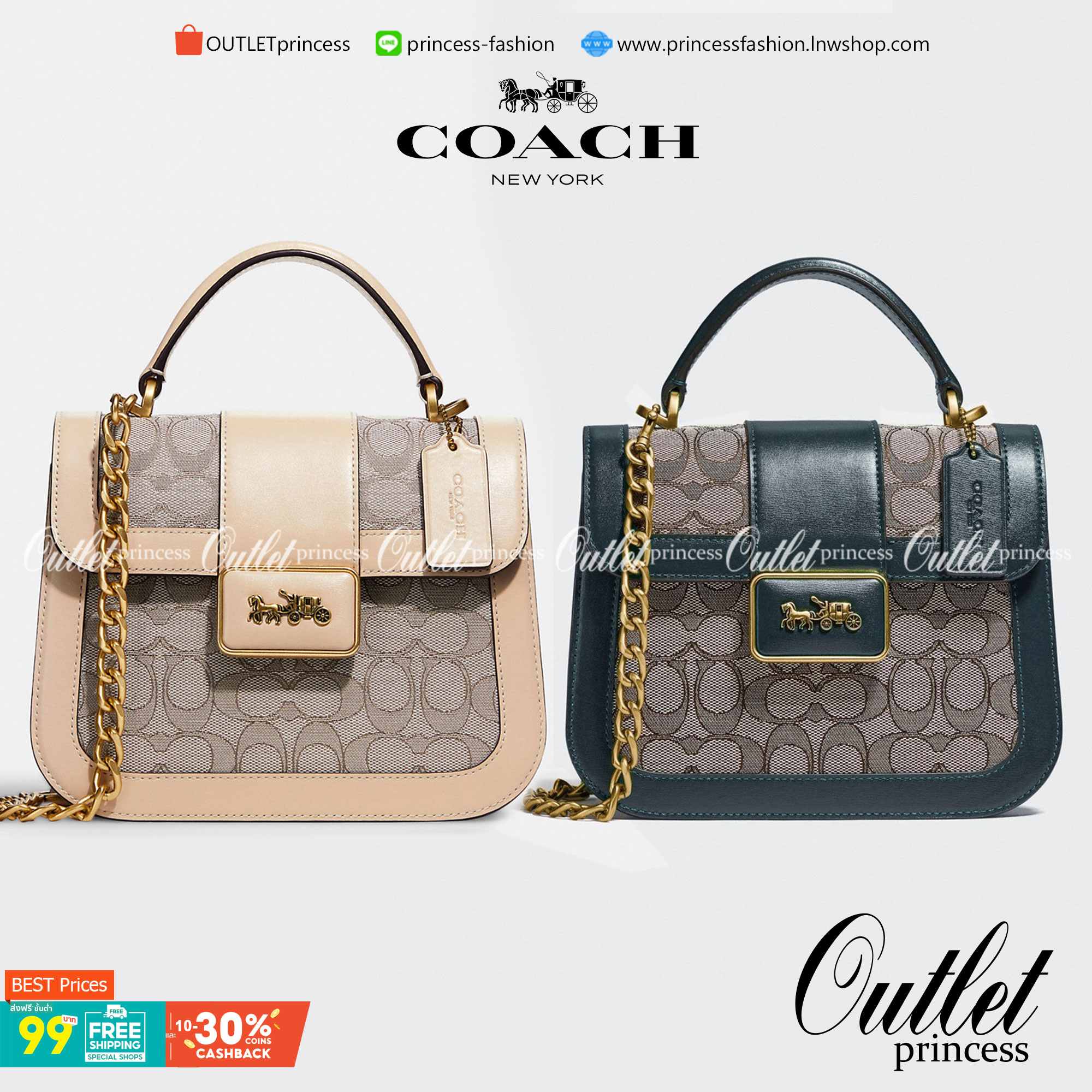 ใบจริงสวยหรูมากๆค่ะ💥 COACH ALIE TOP HANDLE IN SIGNATURE JACQUARD ((C4822)) พร้อมส่งที่ไทยค่ะ! กระเป๋าหิ้ว//สะพายข้าง วัสดุ Jacquard+หนังแท้ได้ลงตัวสวยงามมากๆค่ะ คลาสสิคสุดๆ เปิดปิดกระเป๋าแบบกดล็อค ช่องหลักกางออกได้กว้างสามารถใส่กระเป๋าเงินใบกลางได
