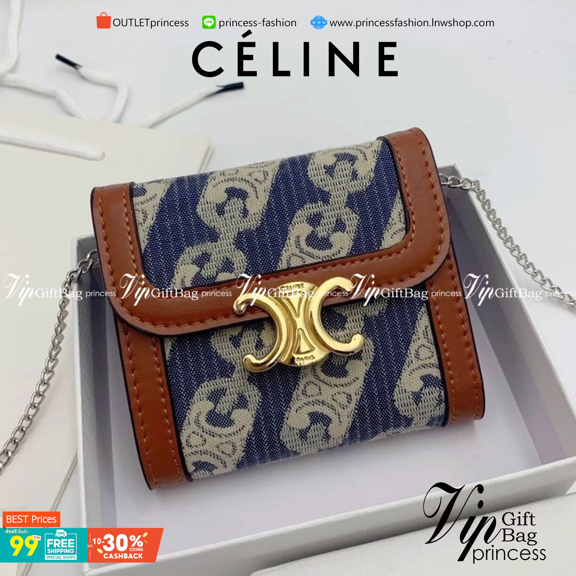 มาใหม่ 4 แบบพร้อมส่ง ที่นี่ที่เดียวเลยค่า CELINE SHORT WALLET VIP GIFT WITH PURCHASE GWP วัสดุ Triomphe Canvas หนังขึ้นลาย Signature Brand สวยอยู่ทรงมีโลโก้ด้านหน้าเปิดปิดด้วยฝาพับกระดุมแม่เหล็ก ภายในมีช่องแบ่งหลายช่อง มีช่องใส่บัตรหลายช่อง มีช่องใส่เหรีย