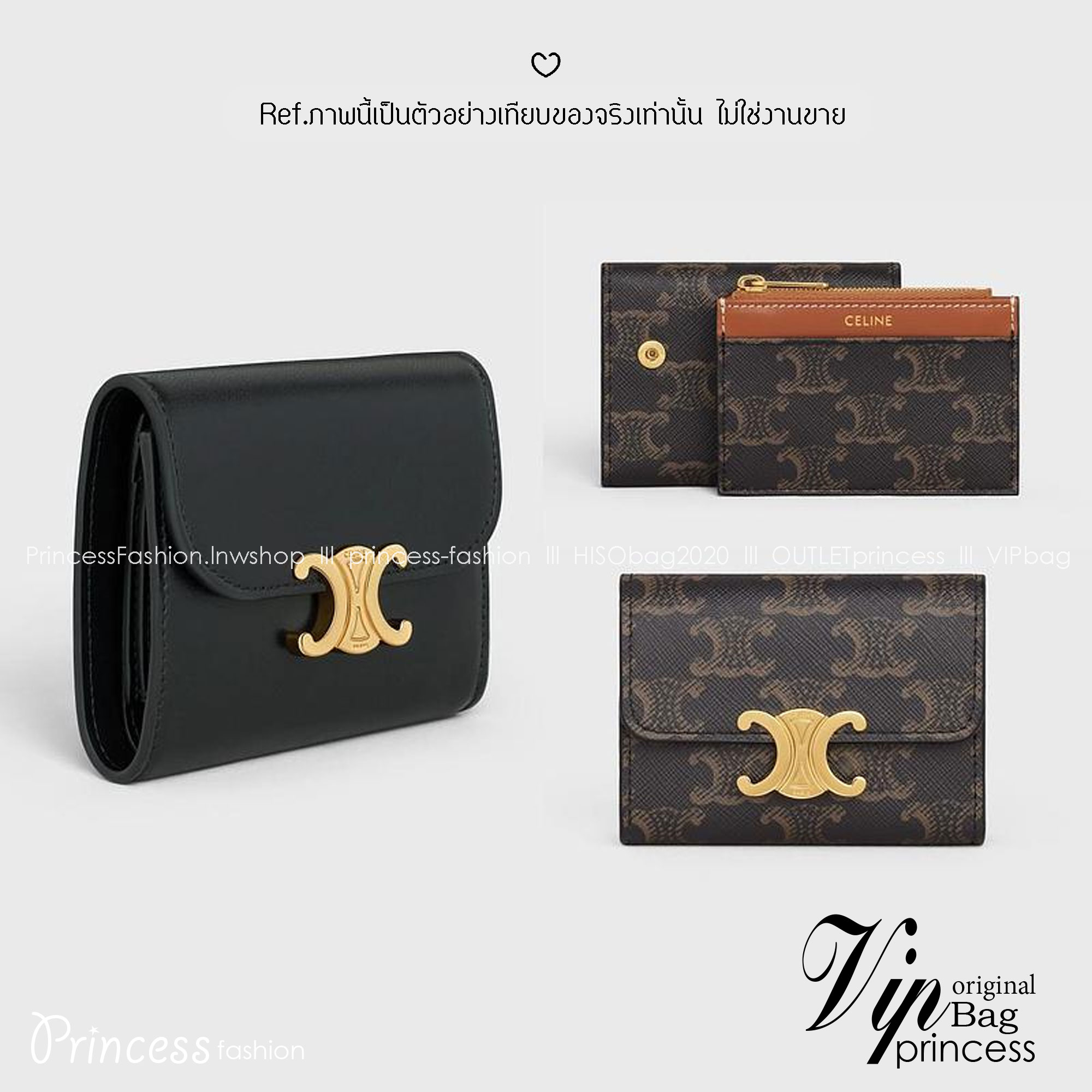 ORI หนังแท้ | CELINE SHORT WALLET BUSINESS CARD HOLDER / CELINE COMPACT WALLET WITH COIN TRIOMPHE กระเป๋าสตางค์ซีลีนใบสั้น เรียบหรู มีฟังก์ชันและสไตล์ให้เลือกด้วยช่องใส่บัตรหลายช่อง