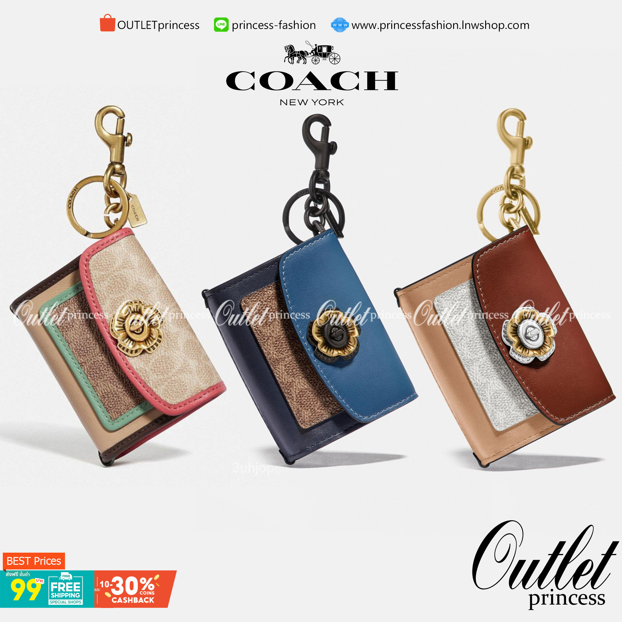 พวงกุญแจสวยๆ ไว้คล้องกระเป๋าใบสวยยกันค๊าา😘 COACH PARKER CHARM COLORBLOCK SIGNATURE ✔️พวงกุญแจจากแบรนด์ Coach สินค้าจำนวนจำกัดนะคะ❗️ ✔️สามารถใช้เป็นพวงกุญแจ//หรือใส่เหรียญด้านในกระเป๋าได้ค่ะ//เปิดปิดแบบกระดุมนะคะ