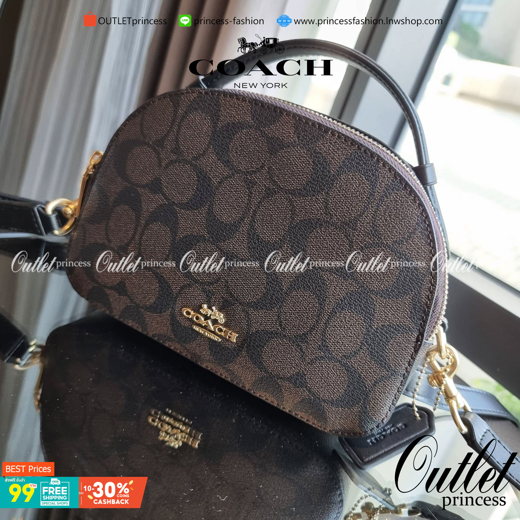 OUTLET 】COACH 1591 SERENA SATCHEL IN SIGNATURE CANVAS กระเป๋าสะพายคอลเลคชั่นยอดฮิต ดีไซน์ลุคผู้ดี ต้องยกให้น้องใบนี้เลย!! จัดสีขายดี สีลุคคุณหนูมาให้ สวยตาแตก!! วัสดุหนังแคนวาส เปิด-ปิดด้วยซิป 2 ช่องหลัก ภายในเป็นช่องโล่ง เก็บของได้แบบสบายๆ ใส่มือถือได้ทุ