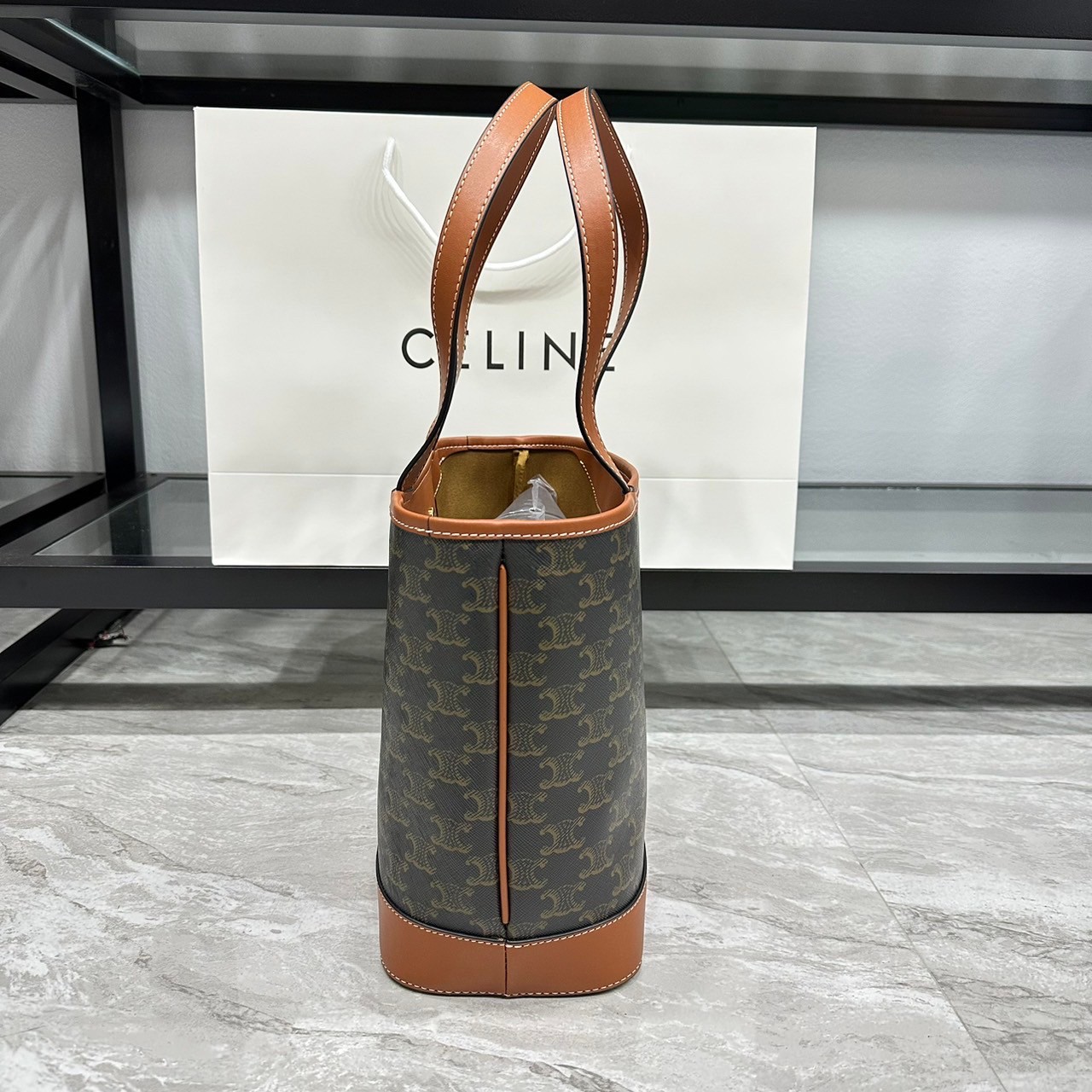 CELINE BUCKET BAG 10" / CELINE CABAS IN TRIOMPHE CANVAS TAN กระเป๋าสะพายทรงโท้ท บัคเก็ตสวยอยู่ทรง เรียบหรูดูแพง เกรดออริ 1:1
