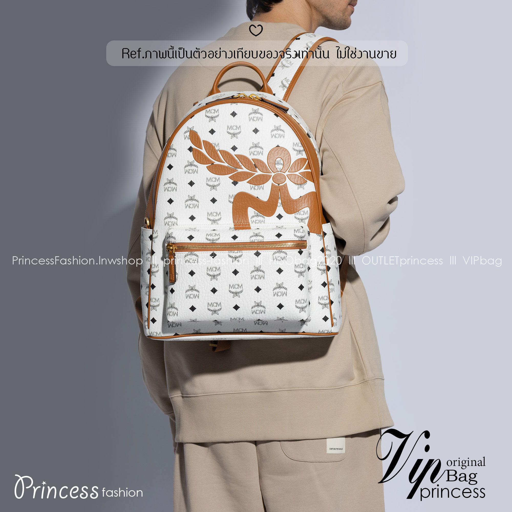ORI | M.C.M Stark Visetos Canvas Backpack White กระเป๋าเป้คอลใหม่ ดีไซน์โลโก้ด้านหน้าสวยหรูโดดเด่น Best seller Unisex ของงานเป้จริงๆ ใช้ได้ทั้งหนุ่มๆและสาวๆ