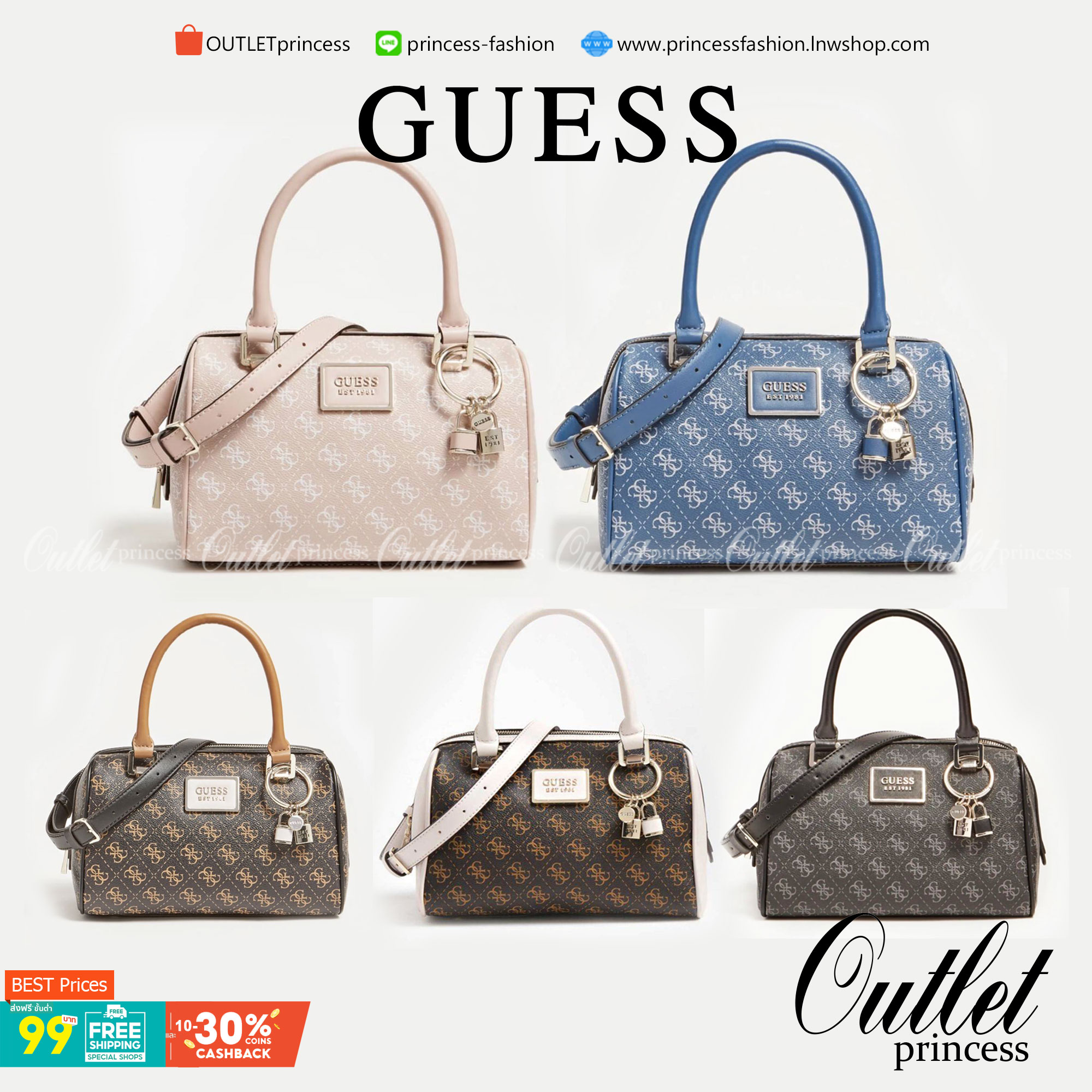 Guess Handbag with Small Shoulder Strap Tyren SG796605 New collection!! Guess ทรงหมอน ขนาดเล็ก ลายซิกเนเจอร์แบรนด์ ทรงหมอนยอดฮิต มีให้เลือก 5 สี สีสวยคลาสสิก เข้ากับง่ายกับทุกชุด ปิด/เปิด ด้วยซิป ภายในโล่งกว้าง แยกเป็นสัดส่วนใช้งาน ซับในตราแบรนด์ ใส่กระเป