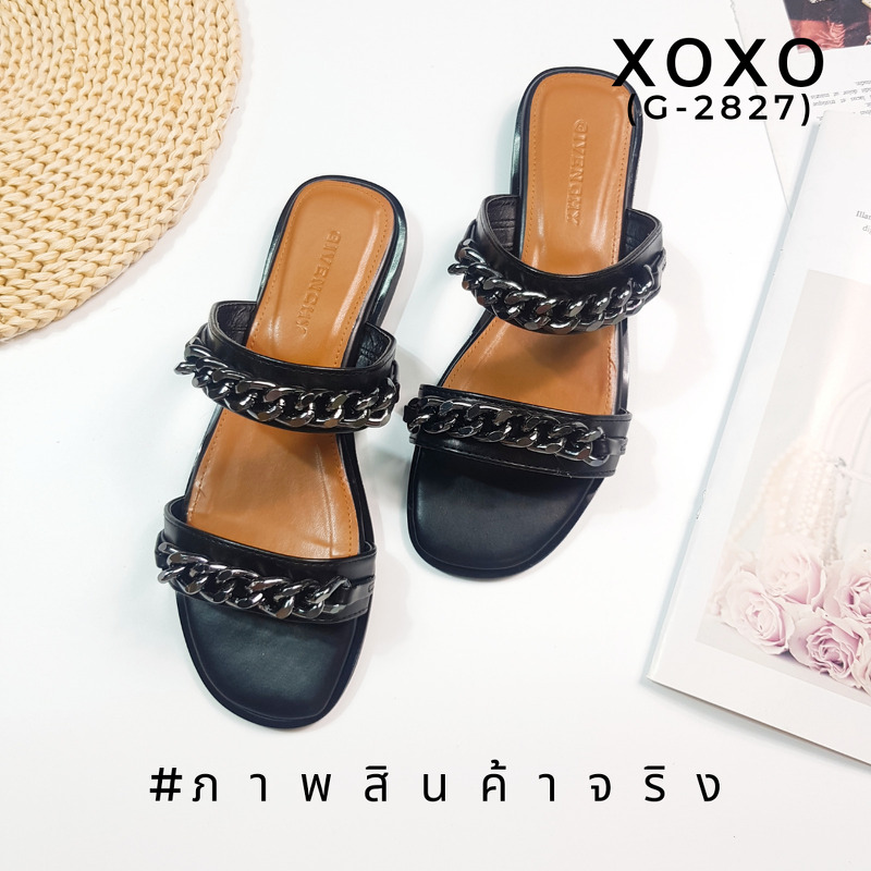 Givenchy Sandals แตะ โซ่ สวย เก๋ งานขายดีตลอดกาล แมทส์ชุดง่าย น้ำหนักเบา วัสดุหนัง PU แต่งโซ่อย่างดีอะไหล่หนา ดูแพงเกินราคาขาย น้ำหนักเบา